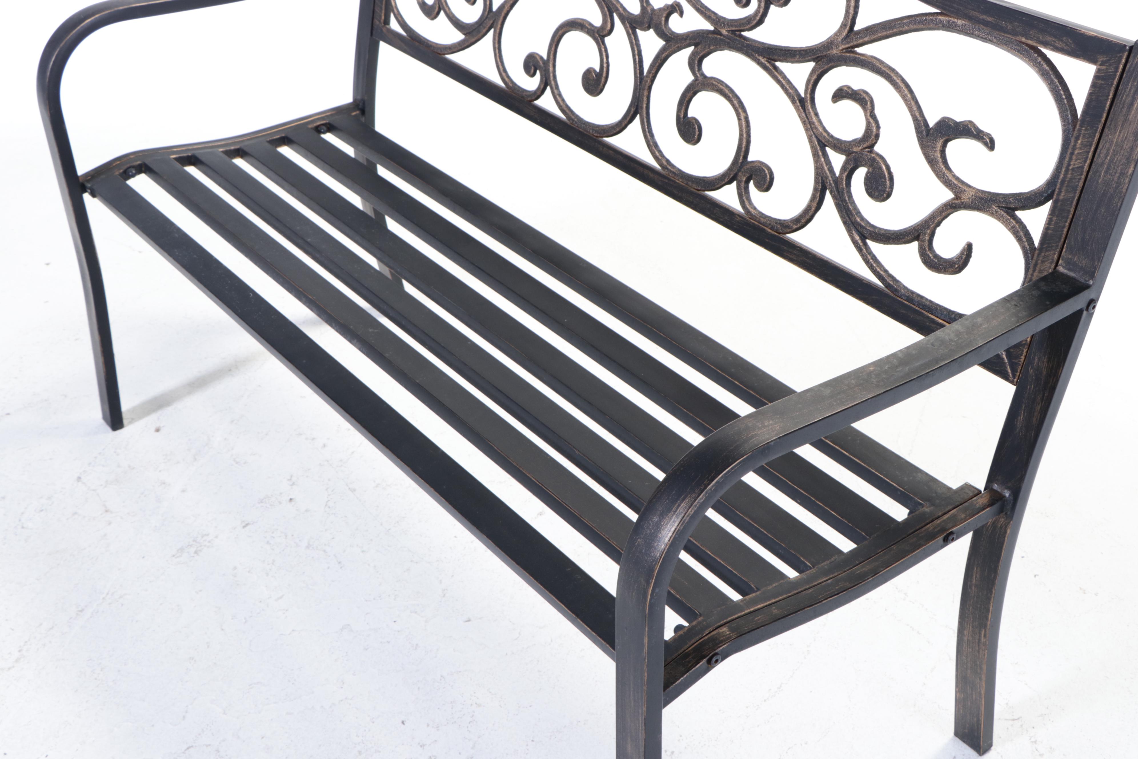 Contemporary Cast Metal Patio Bench
