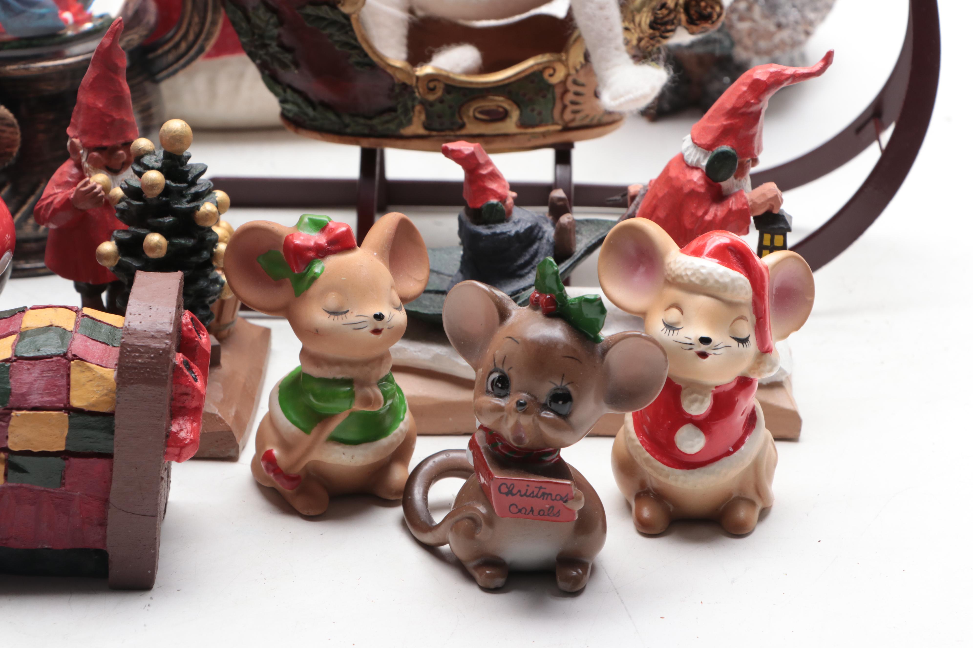 Japanese Ceramic Christmas Mice Figurines and More Christmas Décor