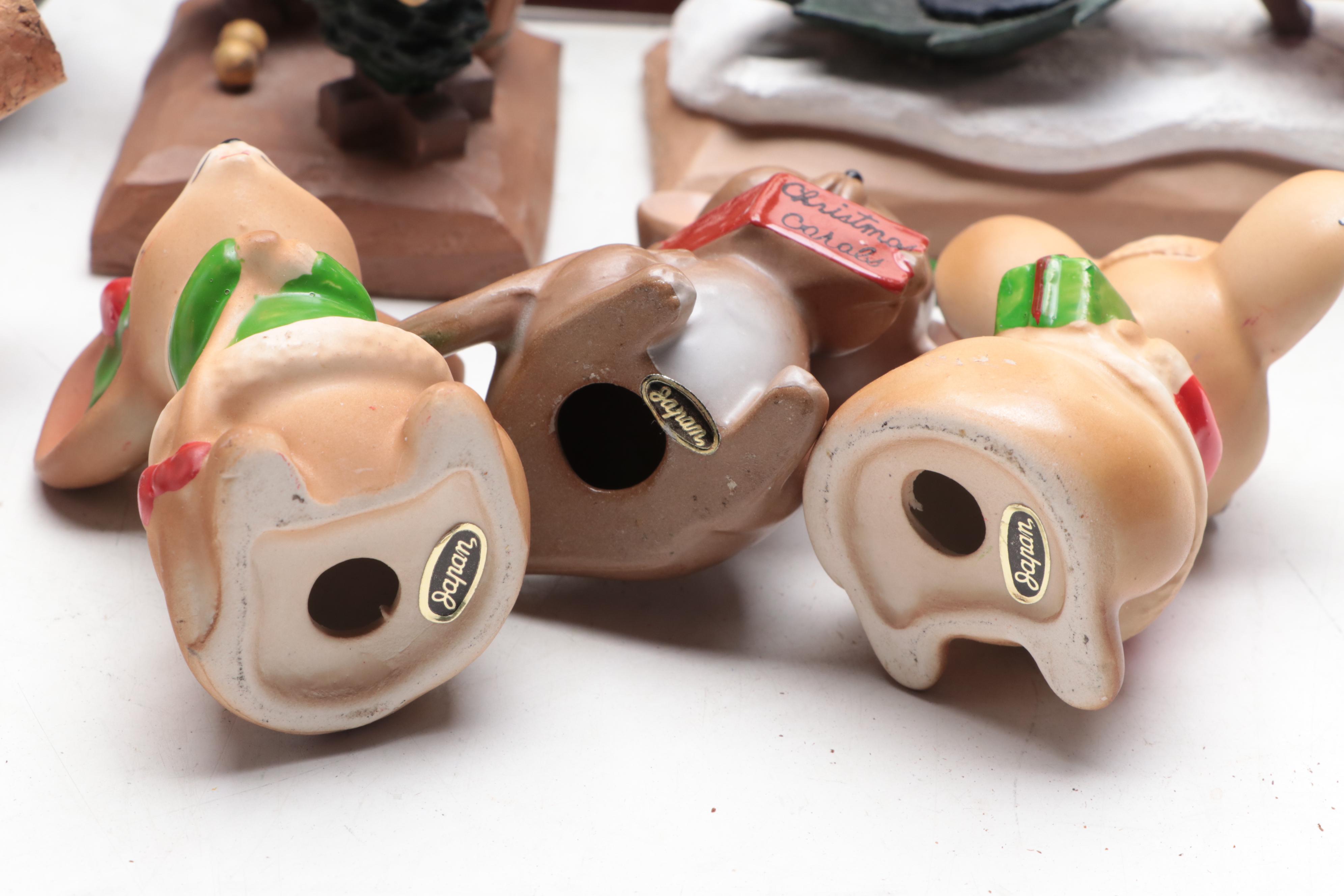 Japanese Ceramic Christmas Mice Figurines and More Christmas Décor