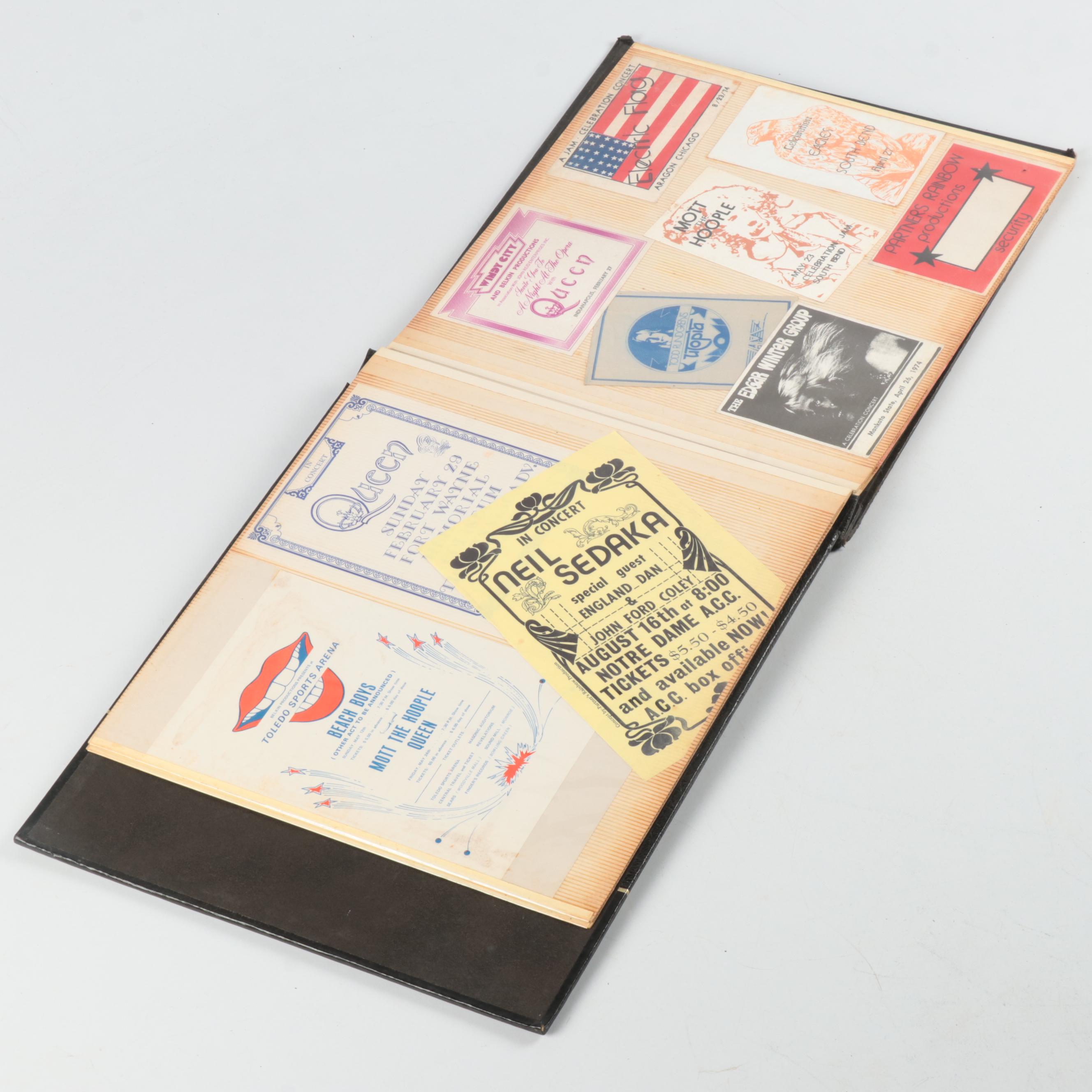 Music Scrapbook Including Concert Flyers, Matchbook Covers and More