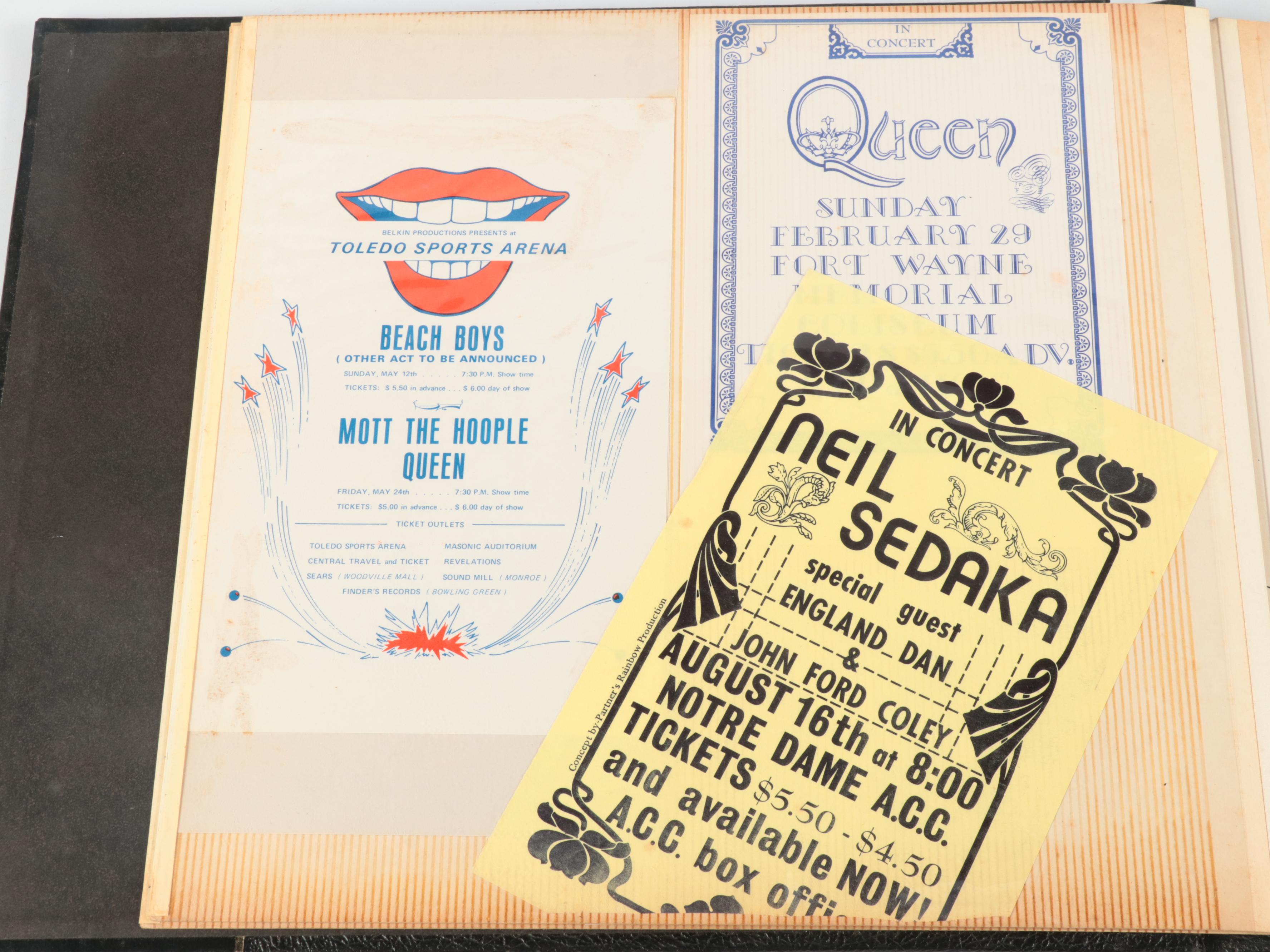 Music Scrapbook Including Concert Flyers, Matchbook Covers and More