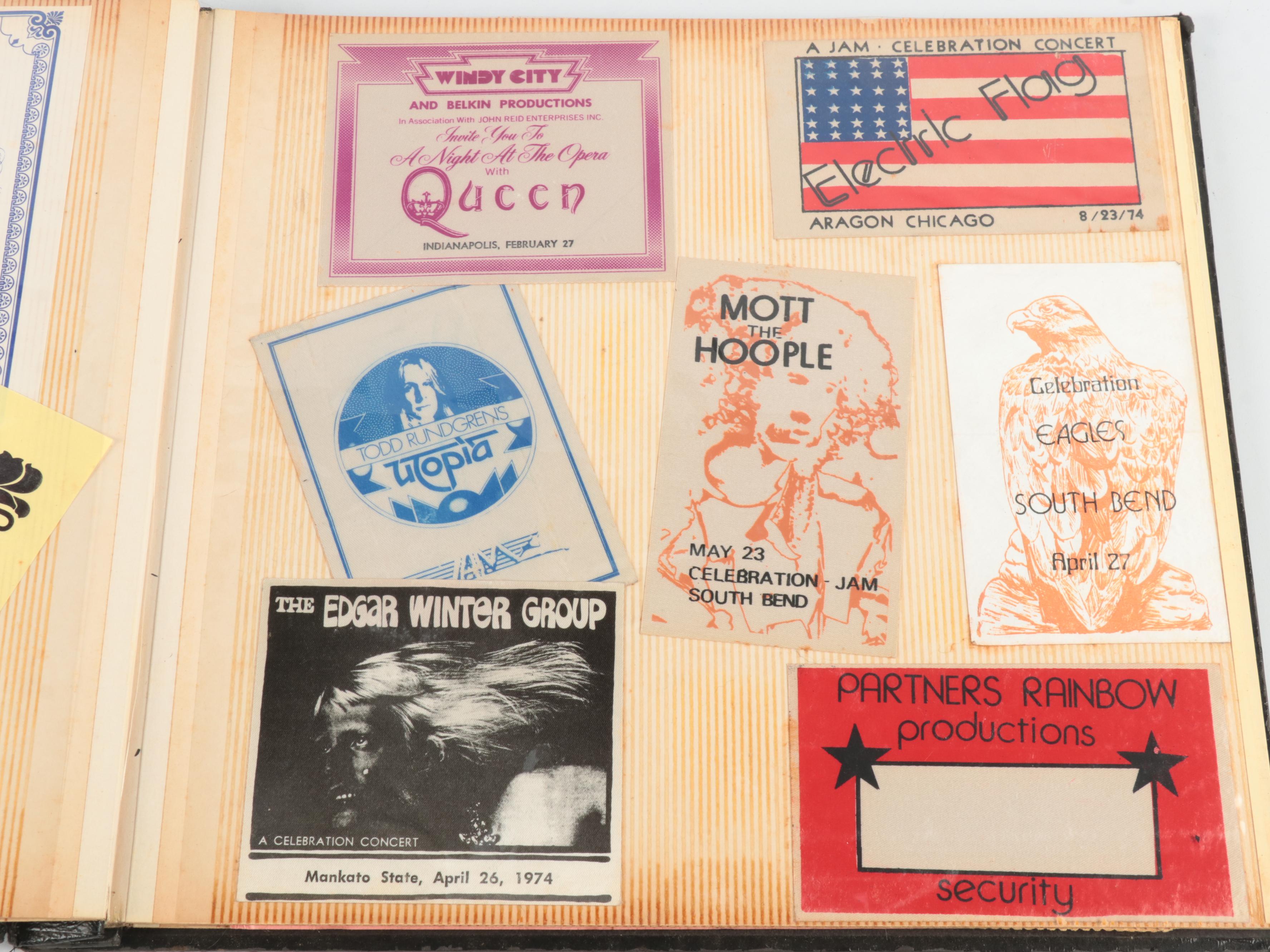 Music Scrapbook Including Concert Flyers, Matchbook Covers and More