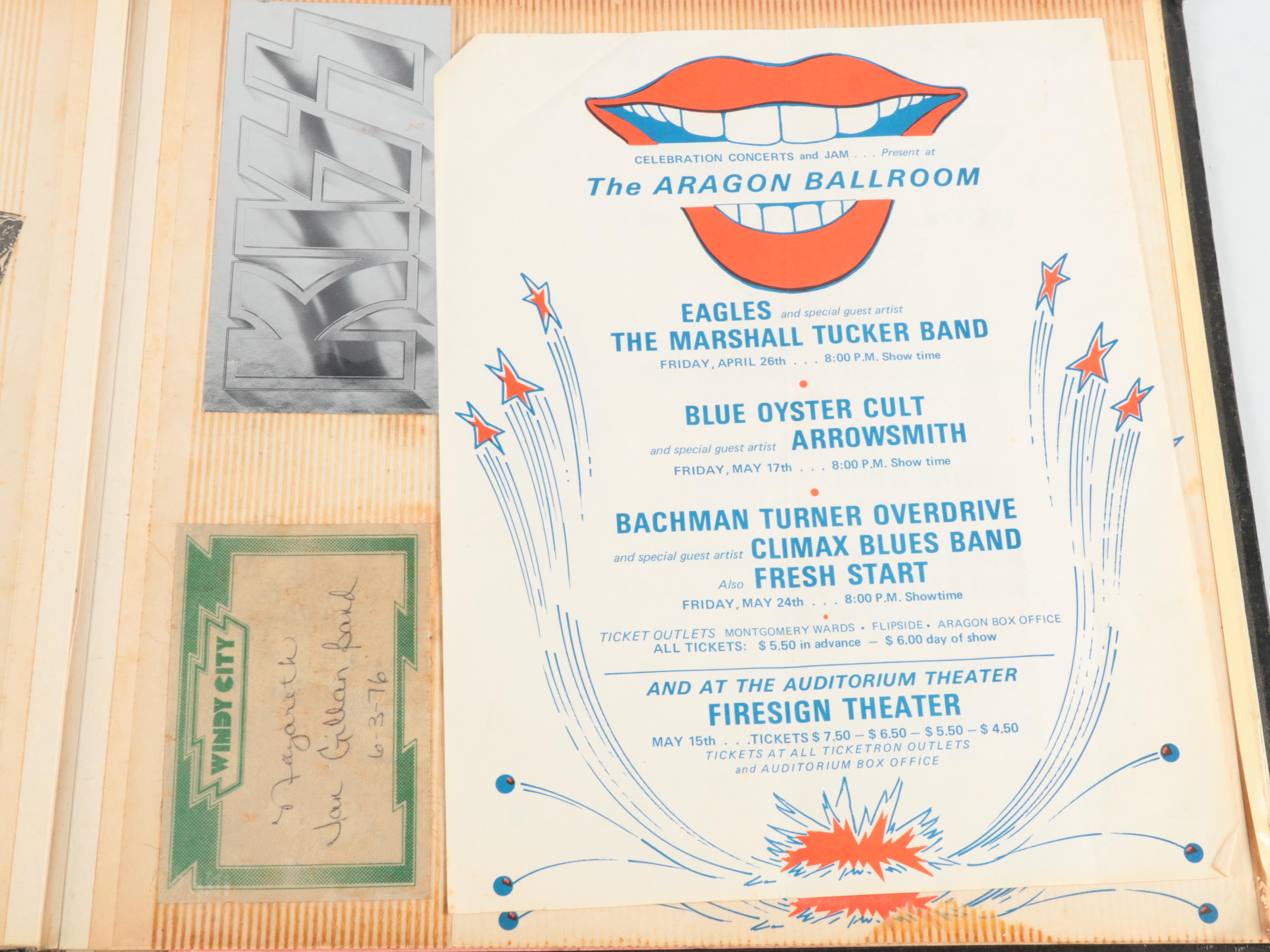Music Scrapbook Including Concert Flyers, Matchbook Covers and More