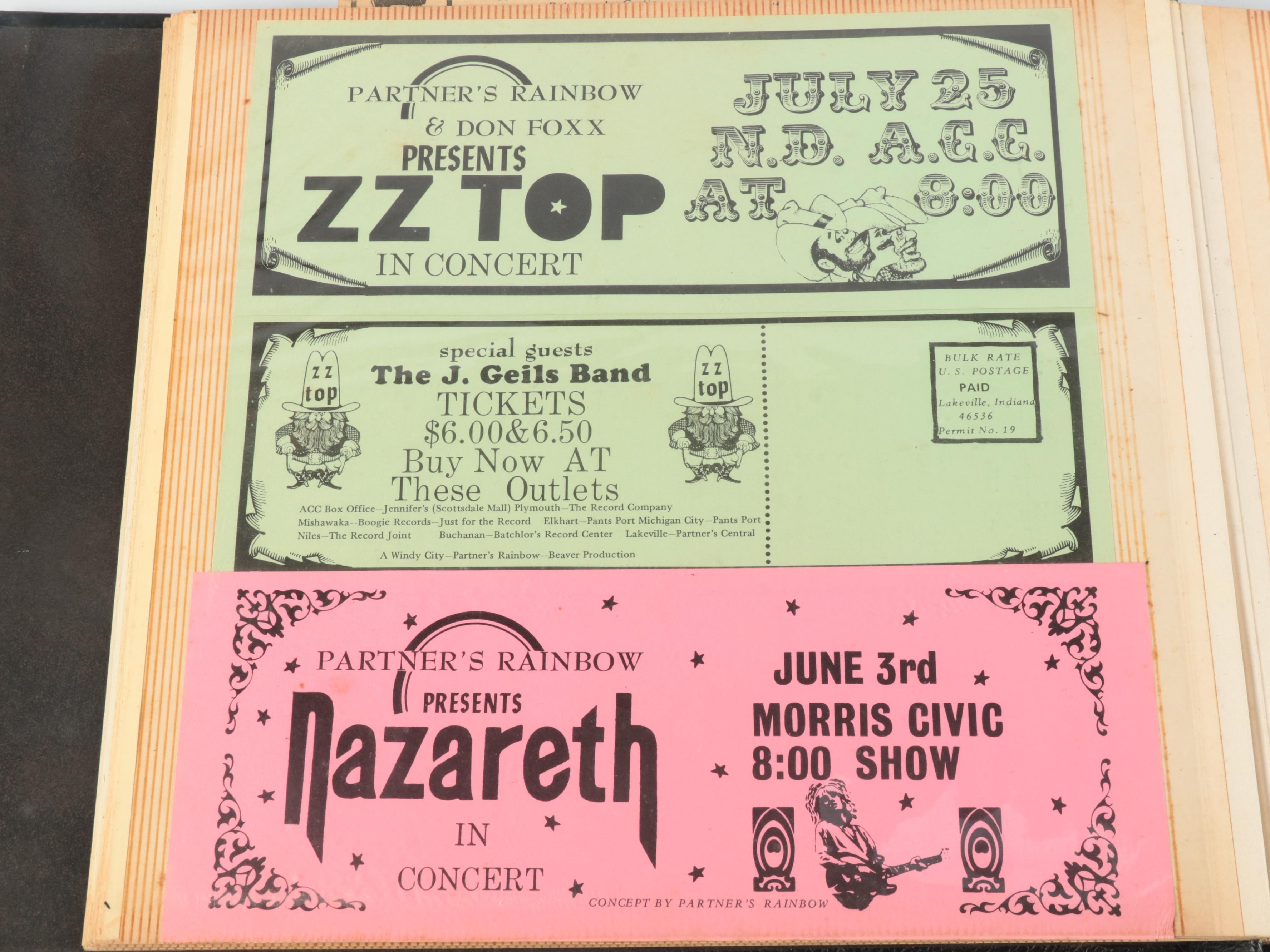 Music Scrapbook Including Concert Flyers, Matchbook Covers and More