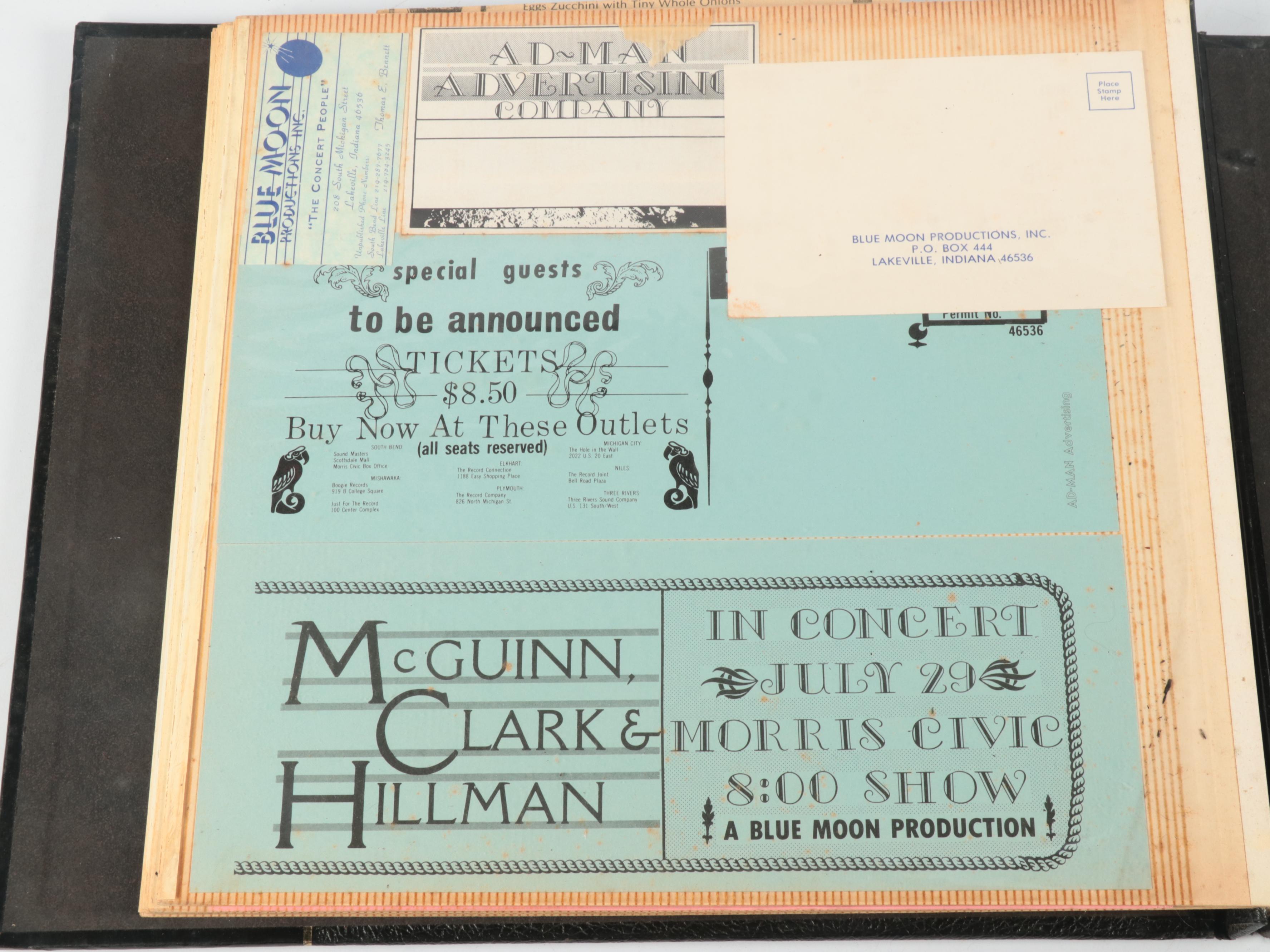 Music Scrapbook Including Concert Flyers, Matchbook Covers and More