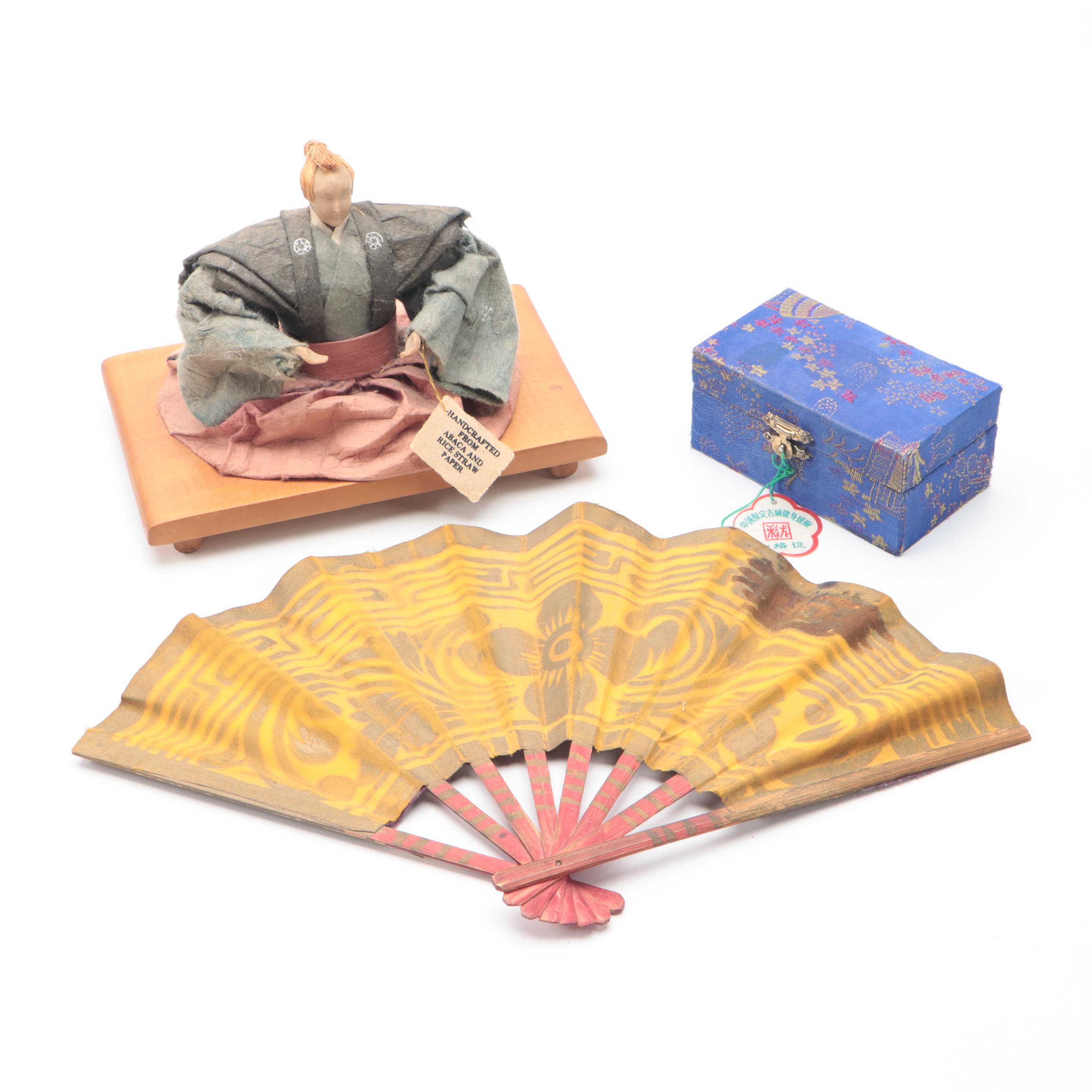 Japanese Daimyo Samurai Washi Papier-Mache Figurine with Other Decor