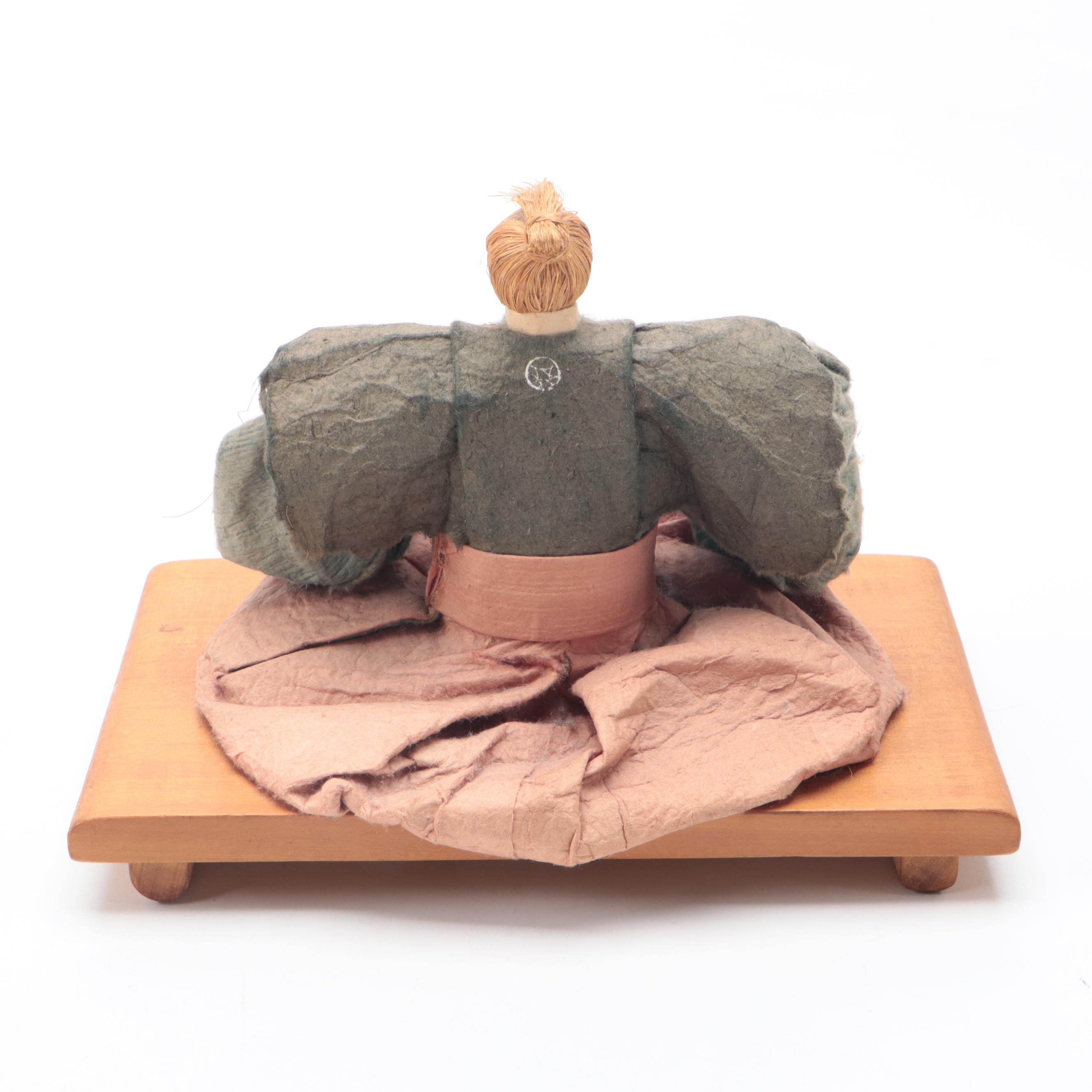 Japanese Daimyo Samurai Washi Papier-Mache Figurine with Other Decor