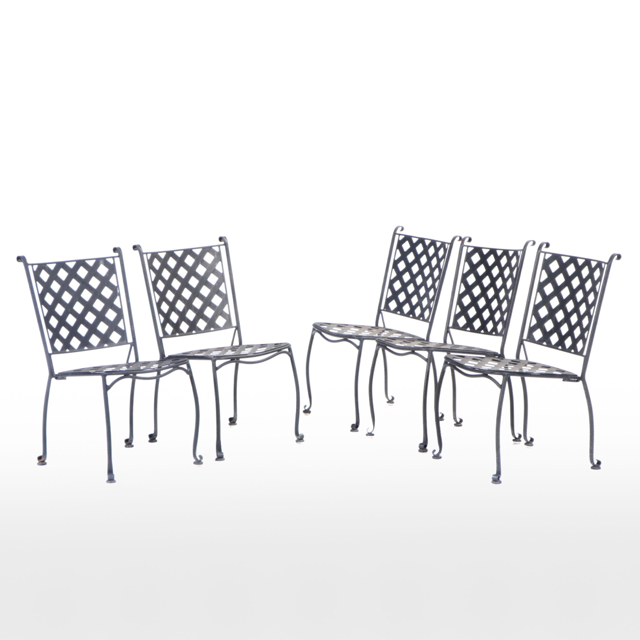 Wrought Iron and Metal Basket Weave Patio Chairs