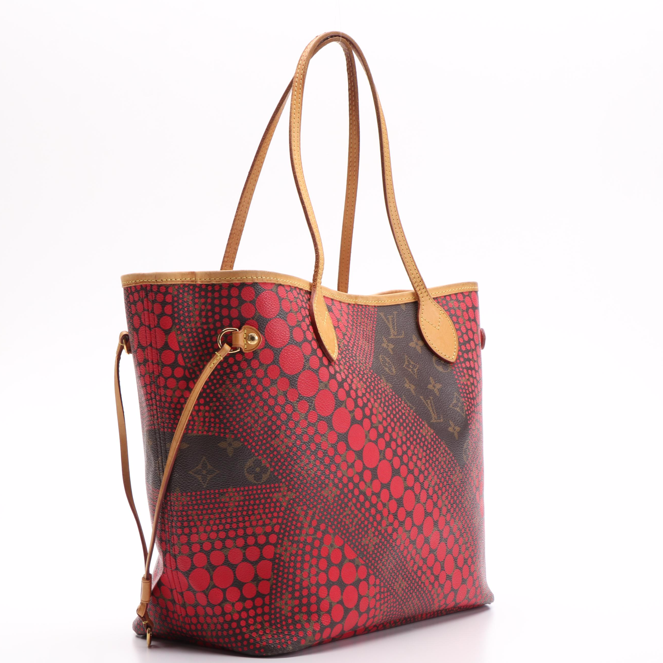 Louis Vuitton x Yayoi Kusama Neverfull MM Tote in Monogram and Red Leather