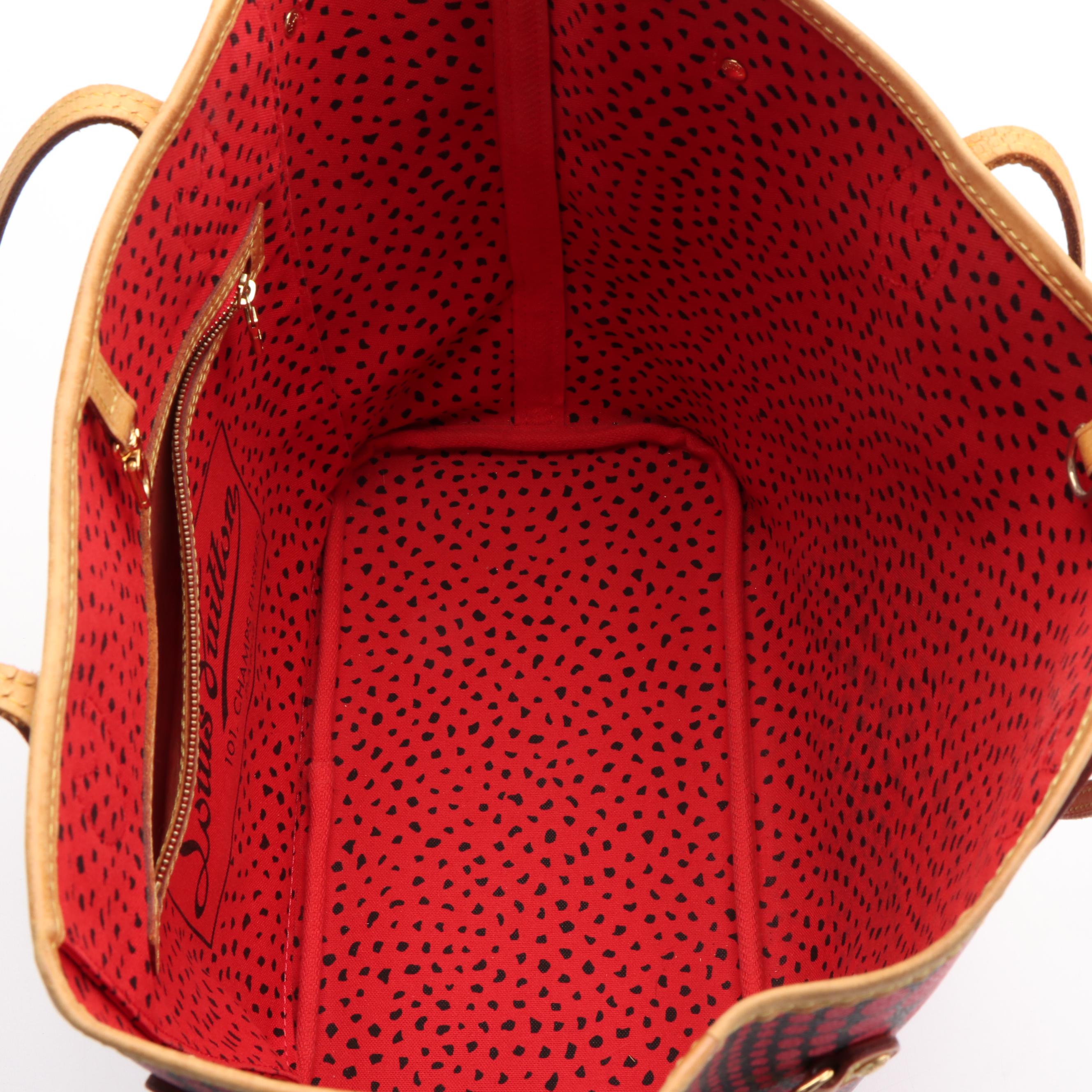 Louis Vuitton x Yayoi Kusama Neverfull MM Tote in Monogram and Red Leather