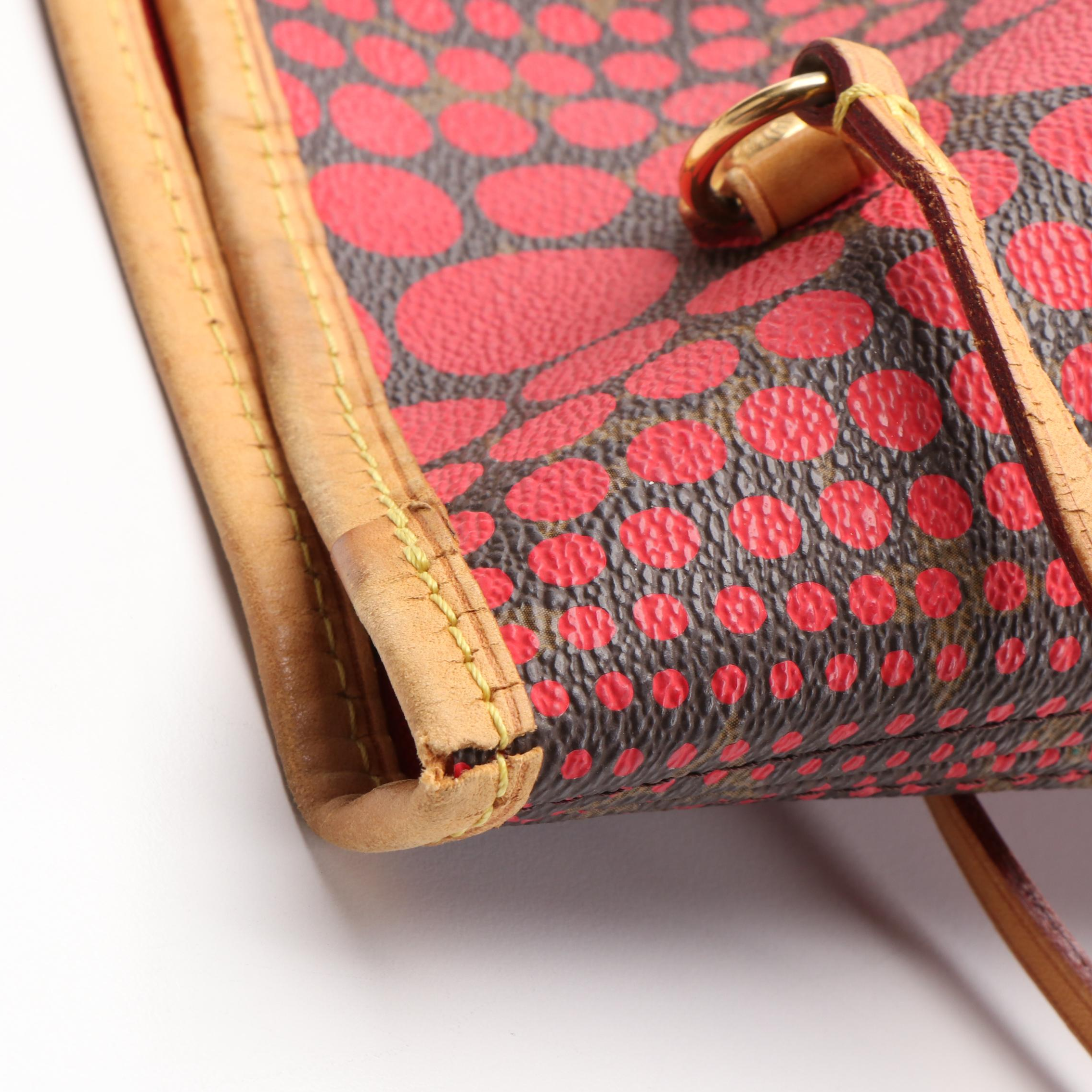 Louis Vuitton x Yayoi Kusama Neverfull MM Tote in Monogram and Red Leather