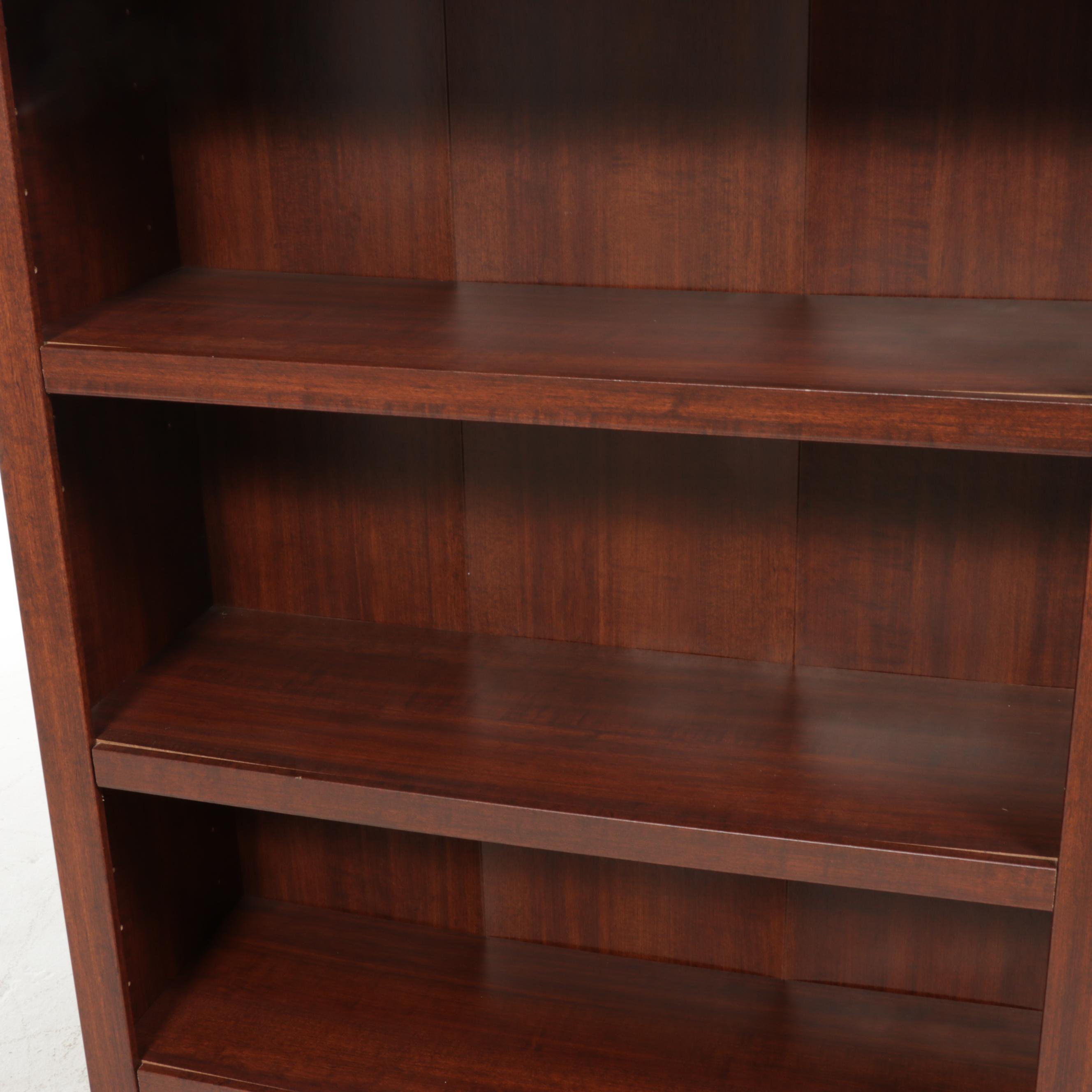 Mahogany Finished Five-Shelf Open Bookcase