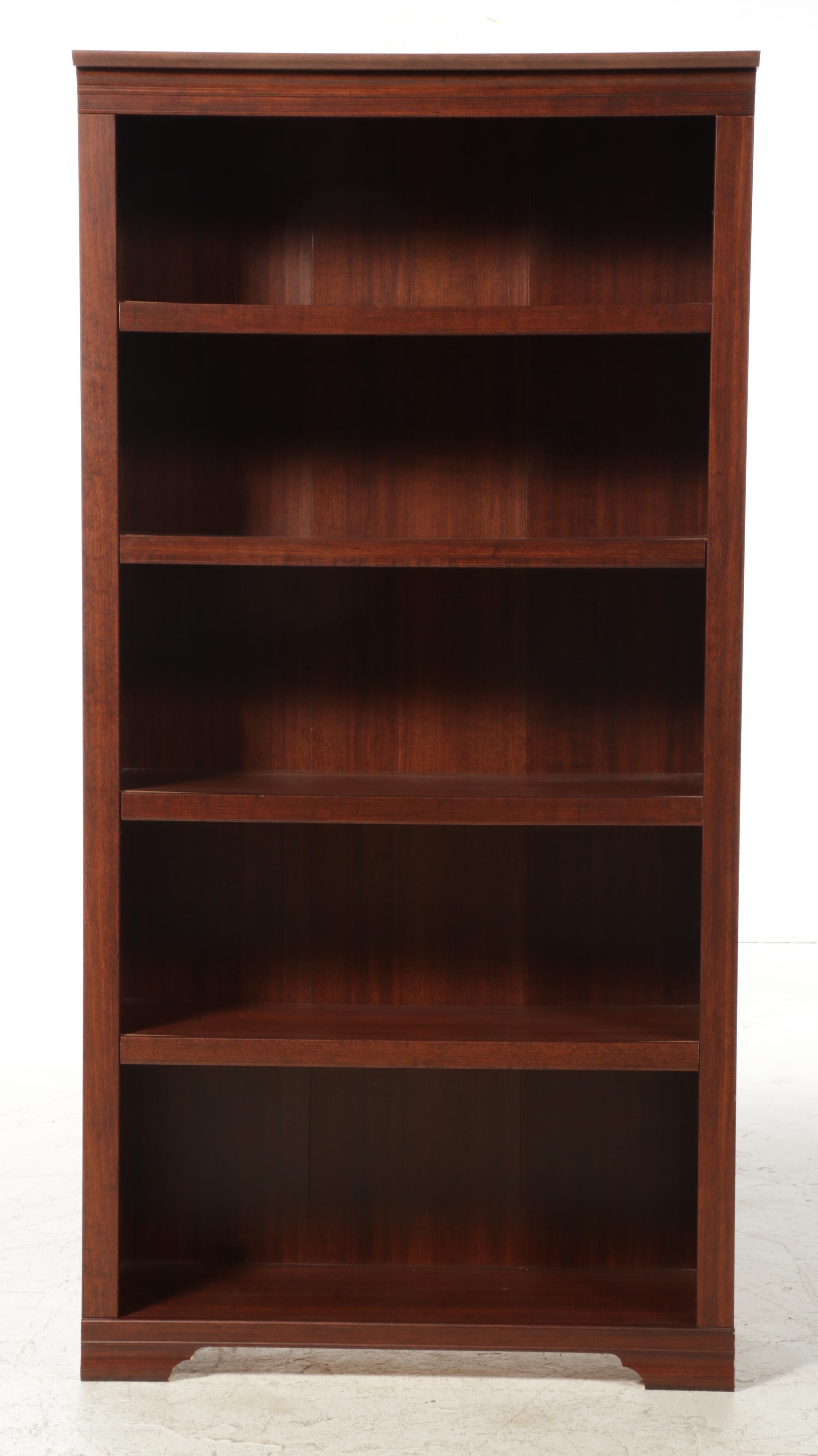 Mahogany Finished Five-Shelf Open Bookcase