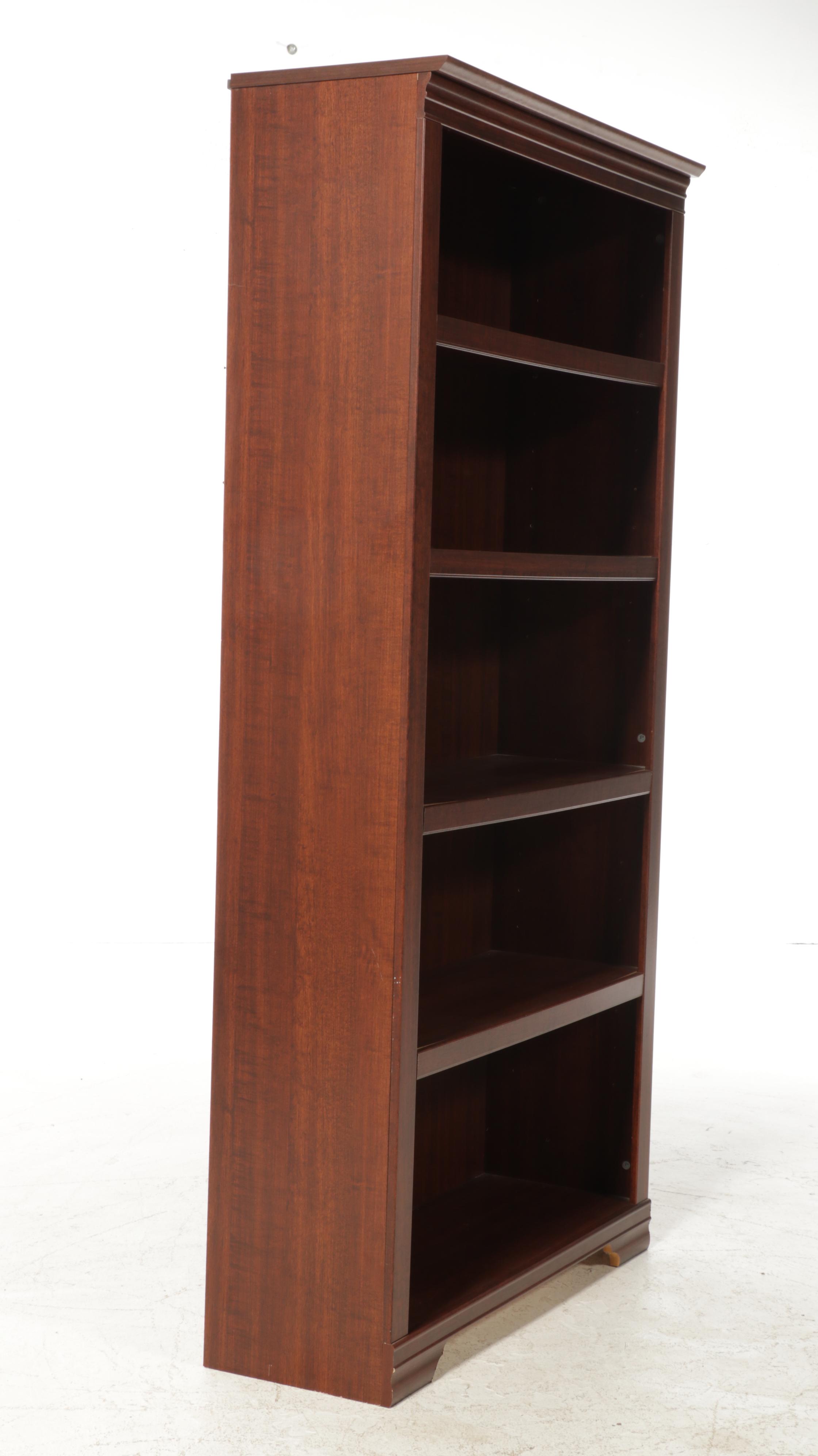 Mahogany Finished Five-Shelf Open Bookcase