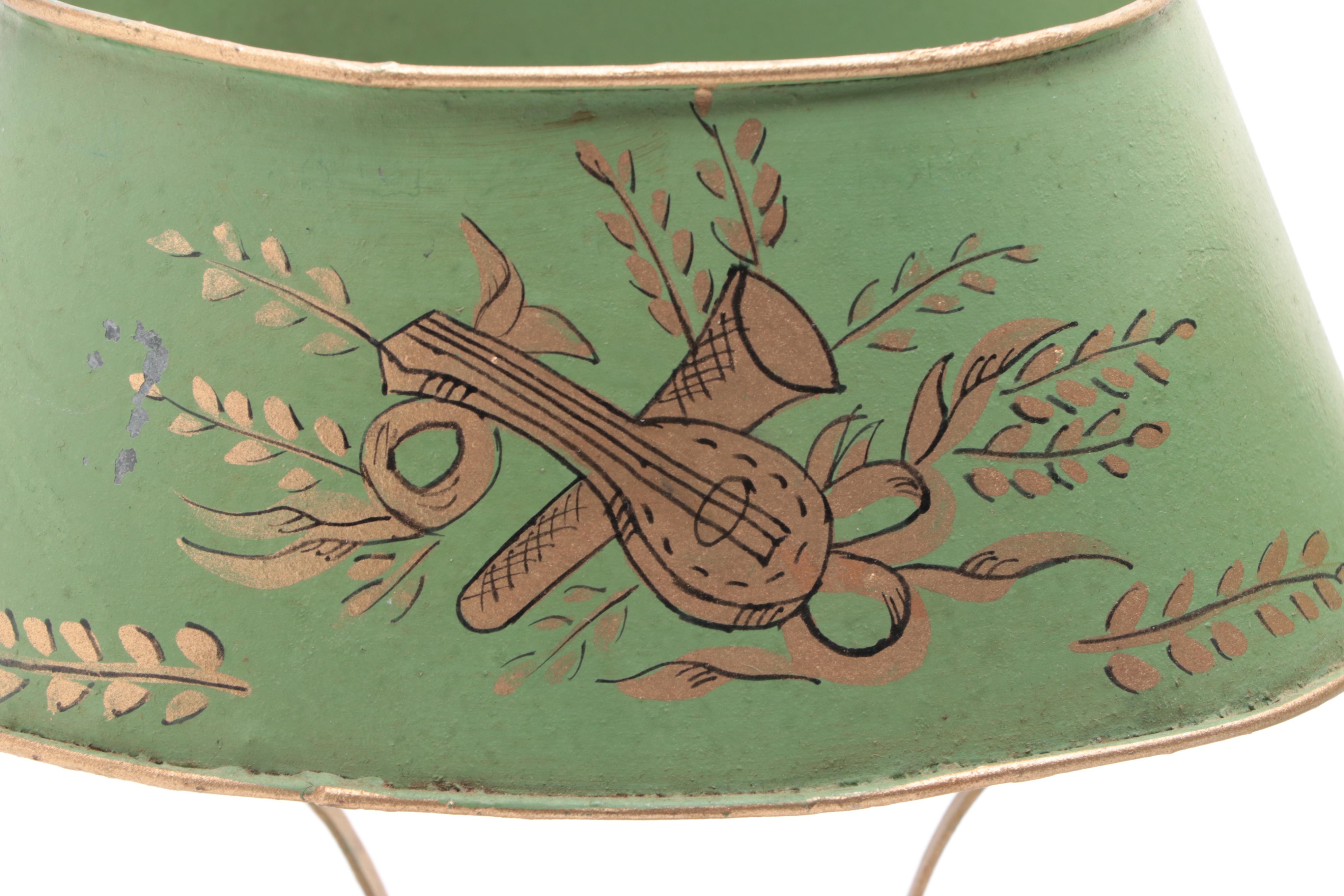 Hollywood Regency Style Toleware Candlesticks with Shades, Mid-20th Century