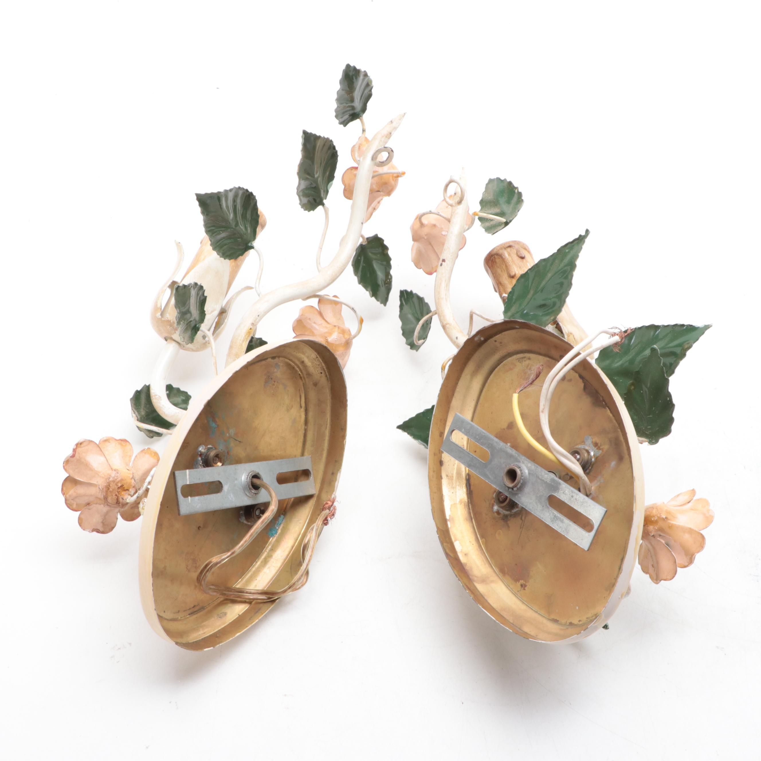 Pair of Italianate Mid-Century Style Toleware Wall Sconces