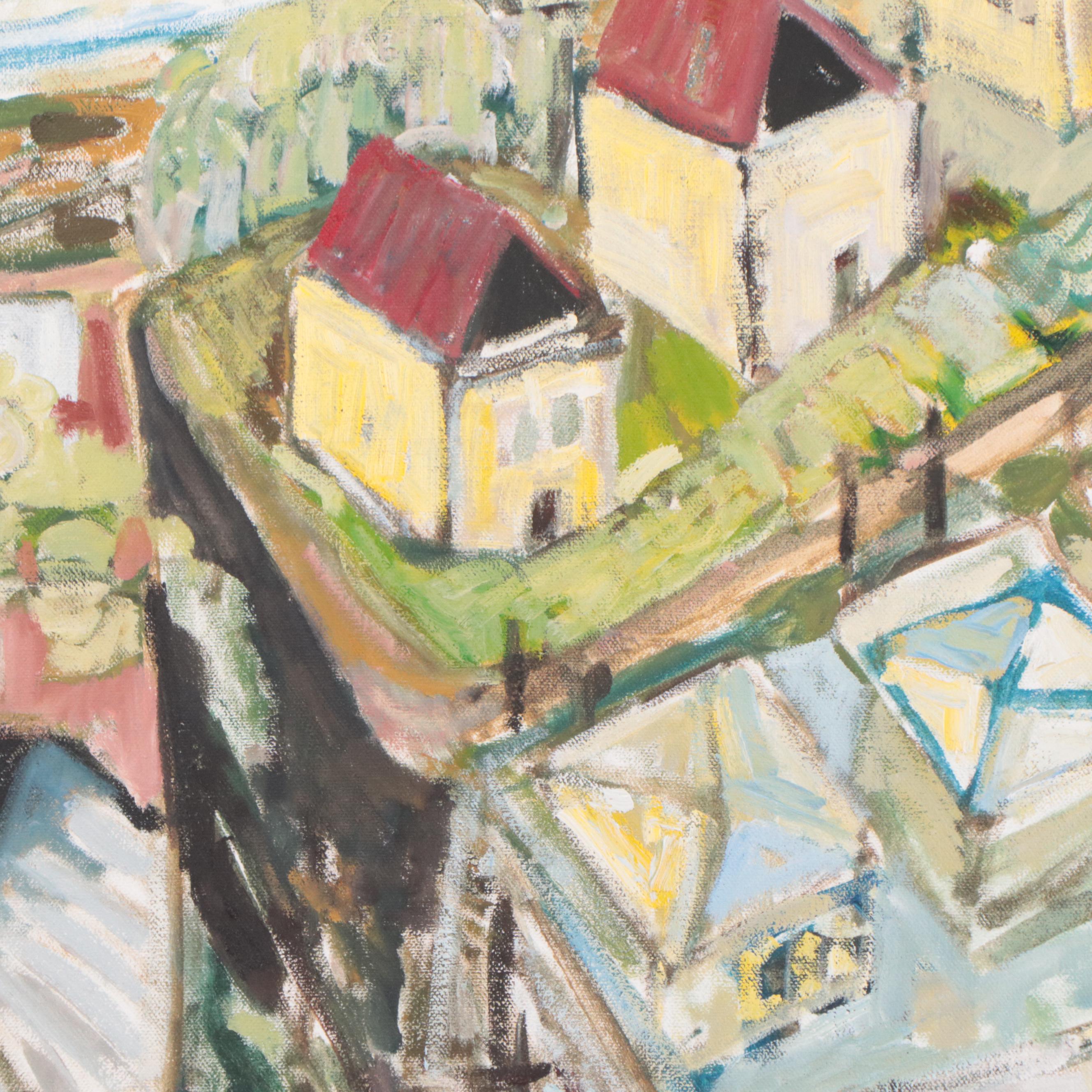 Cityscape Acrylic Painting of Street Scene