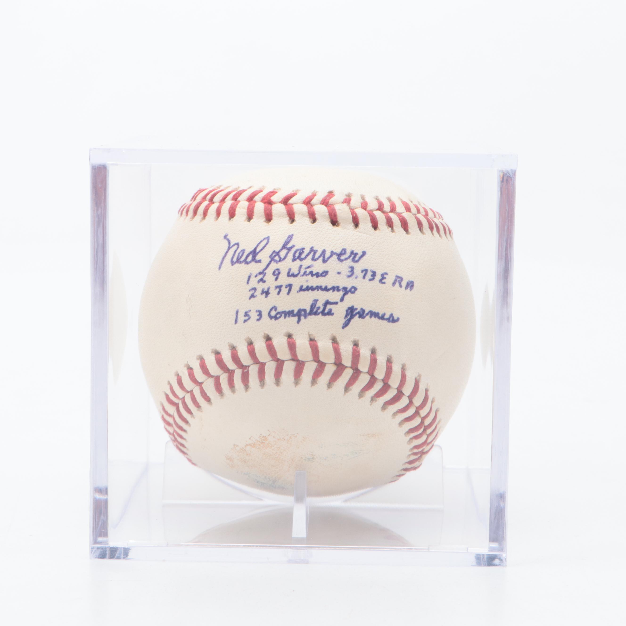 Ned Garver Signed Baseball and Detroit Tigers Photograph