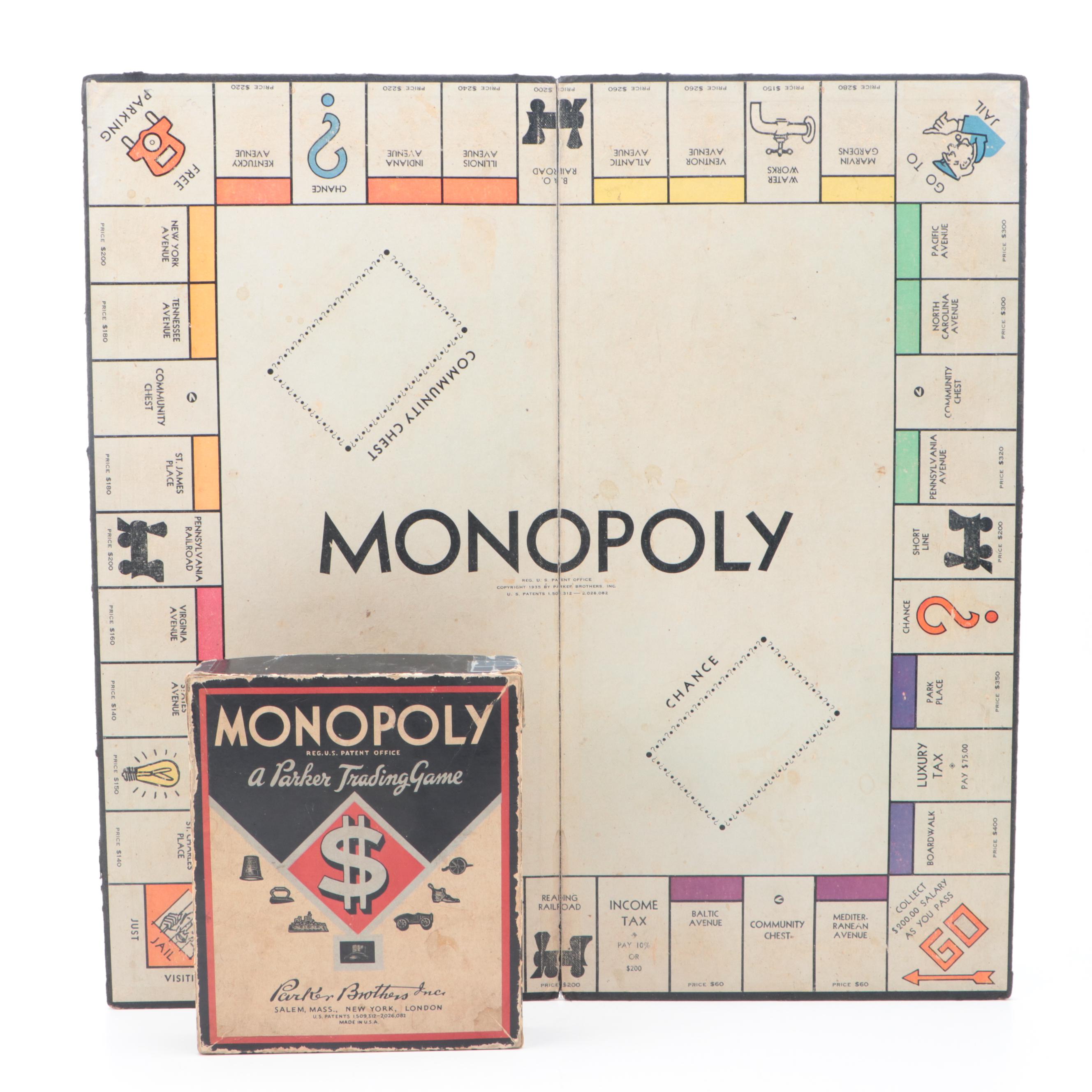 Parker Brothers Monopoly Board Game with Pieces, Mid-20th Century