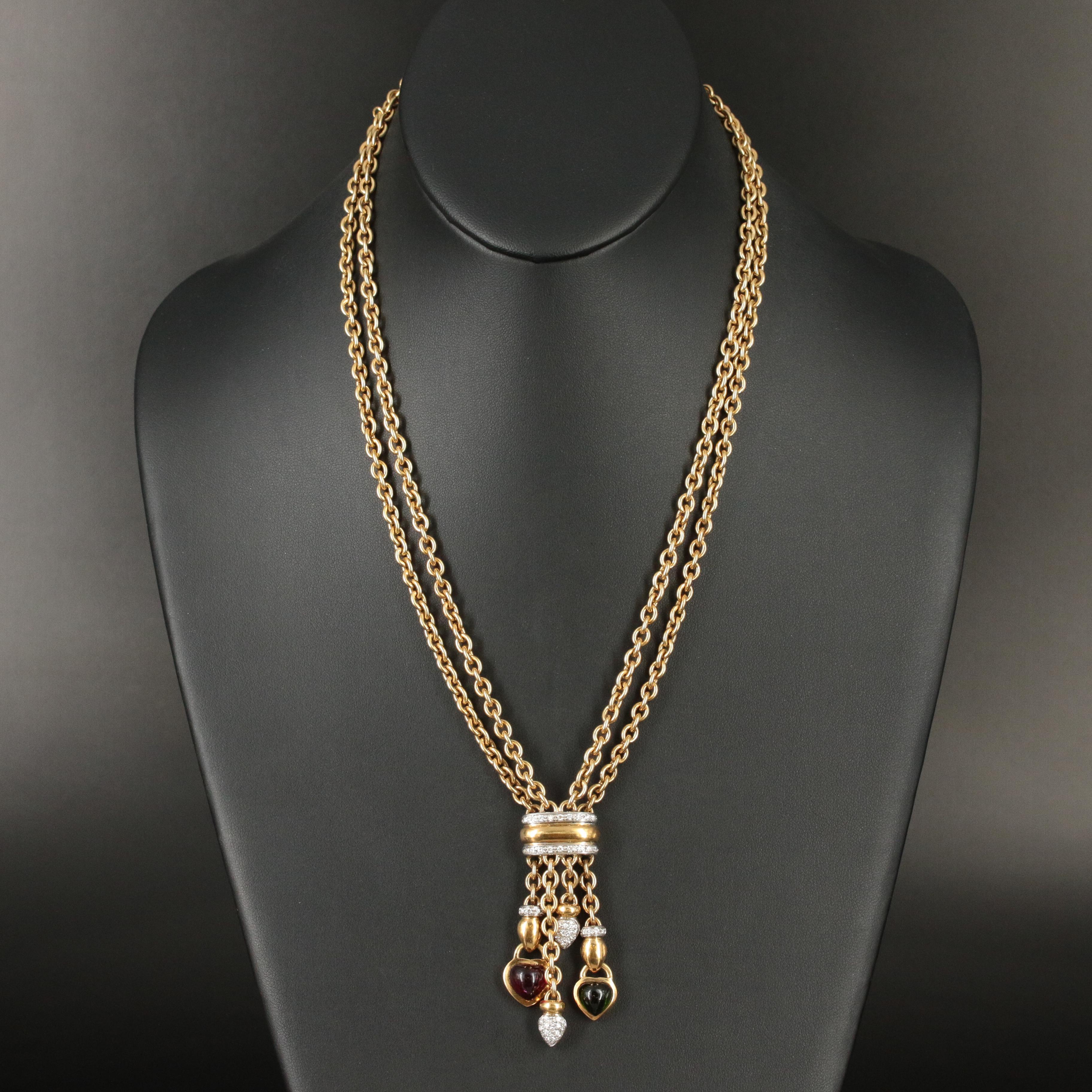 Mayors Jewelers 18K Gemstone and 0.75 CTW Diamond Necklace with Heart Dangles