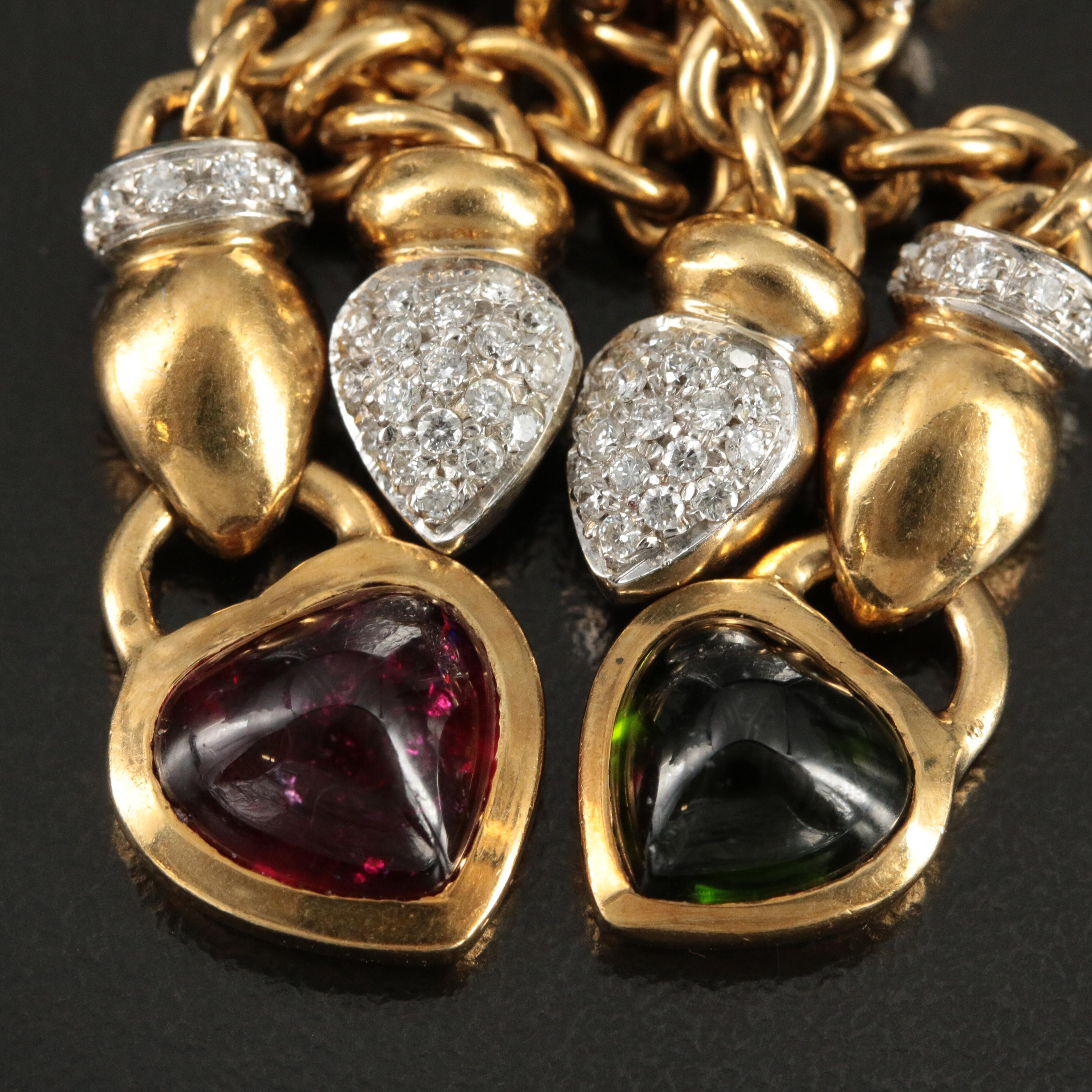 Mayors Jewelers 18K Gemstone and 0.75 CTW Diamond Necklace with Heart Dangles