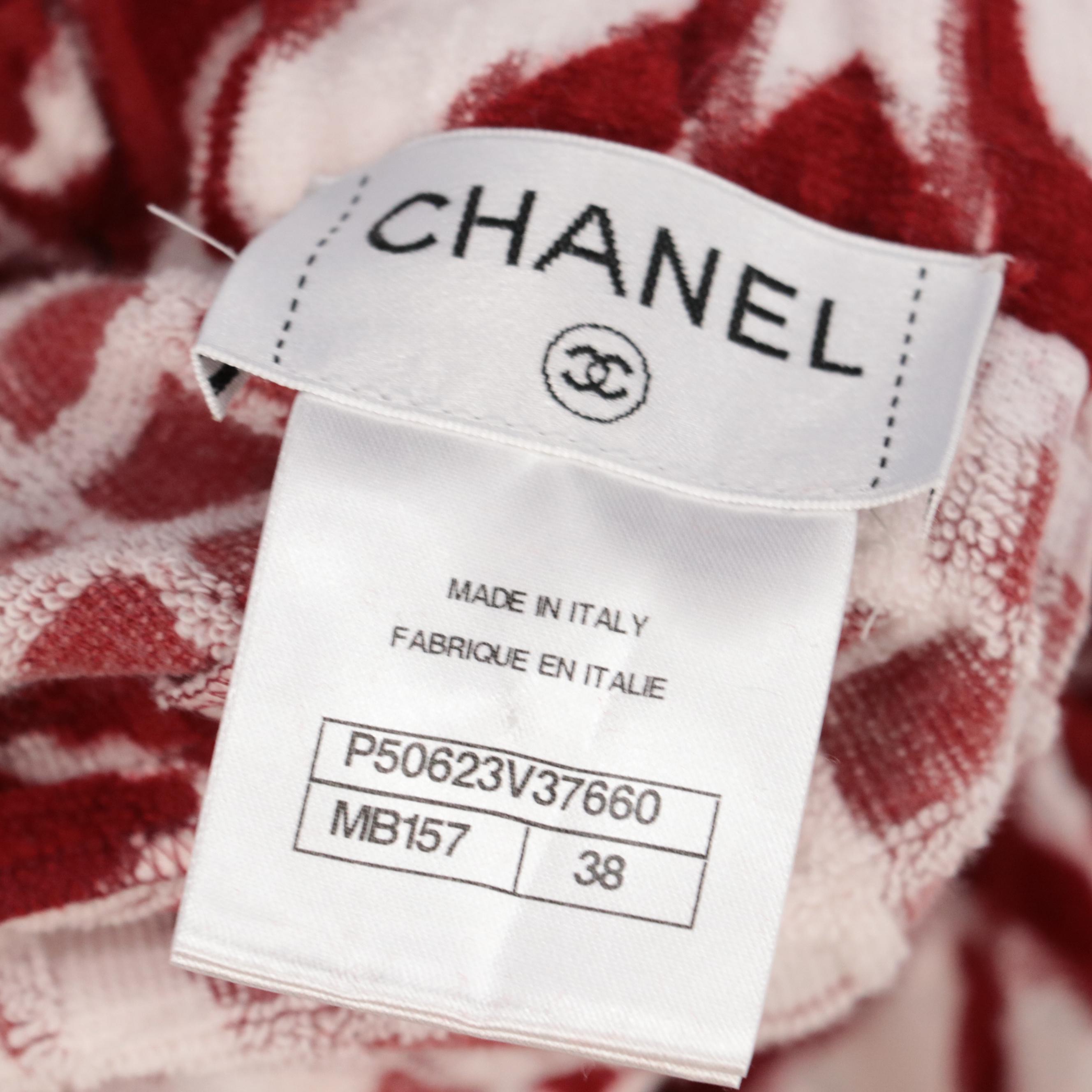 Chanel Floral Joggers in Red Cotton Terry Jacquard