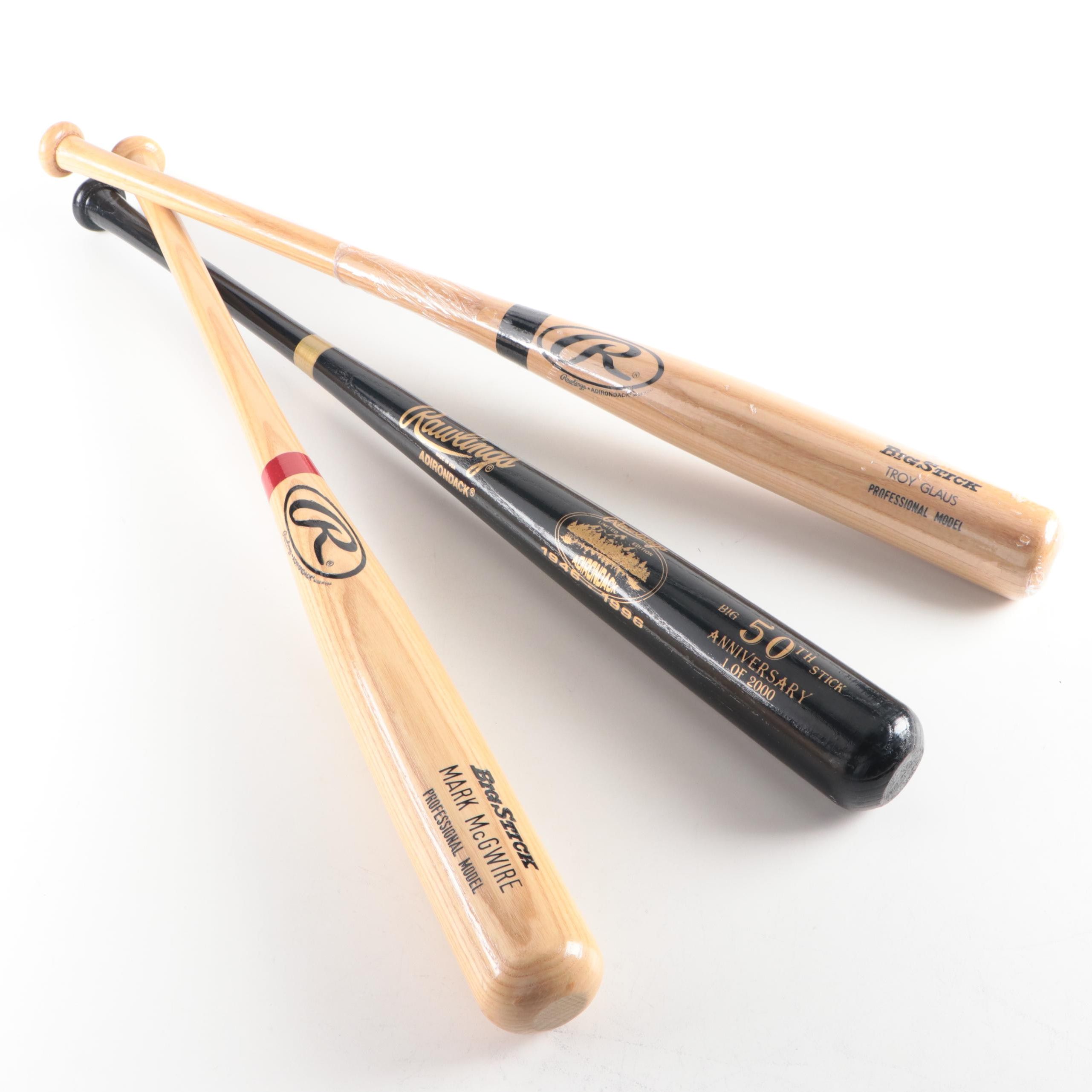 Mark McGwire and Troy Glaus Signature Model Bats with Rawlings Anniversary Bat