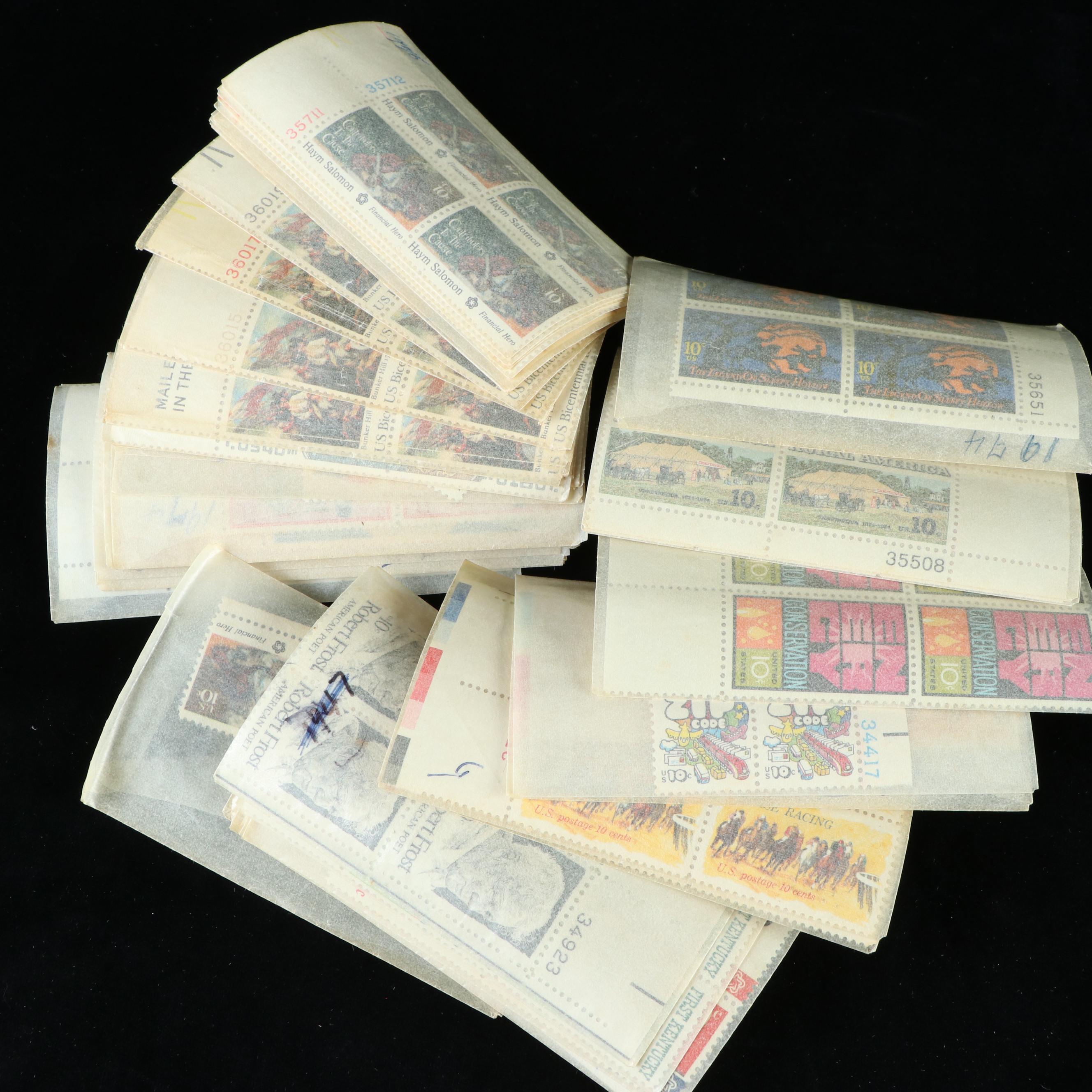 Box of Assorted U.S. Postage Stamps and Supplies