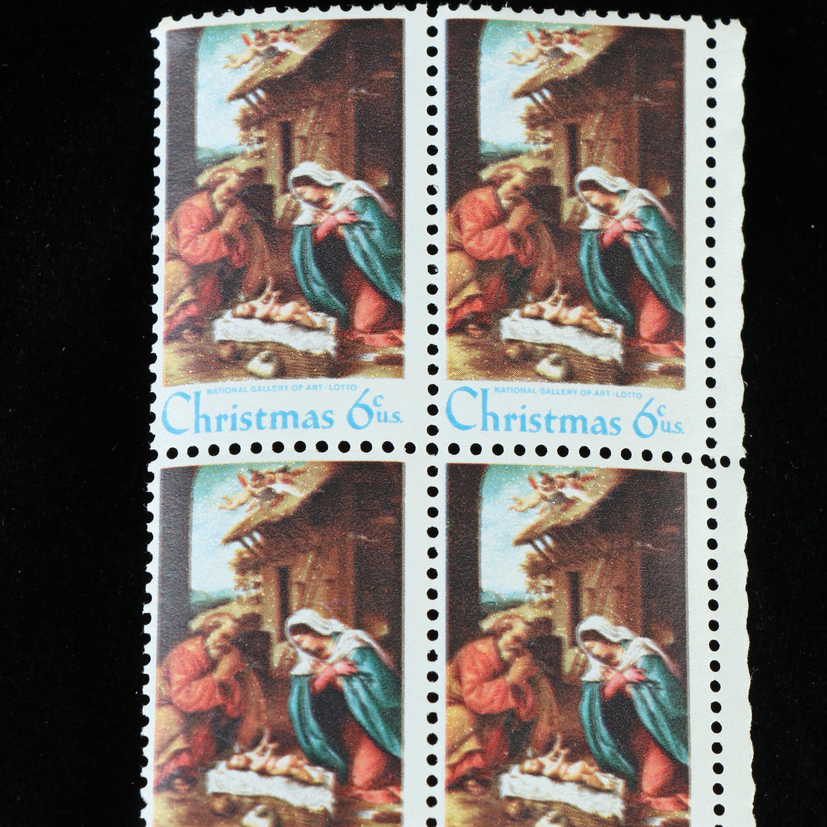 Box of Assorted U.S. Postage Stamps and Supplies