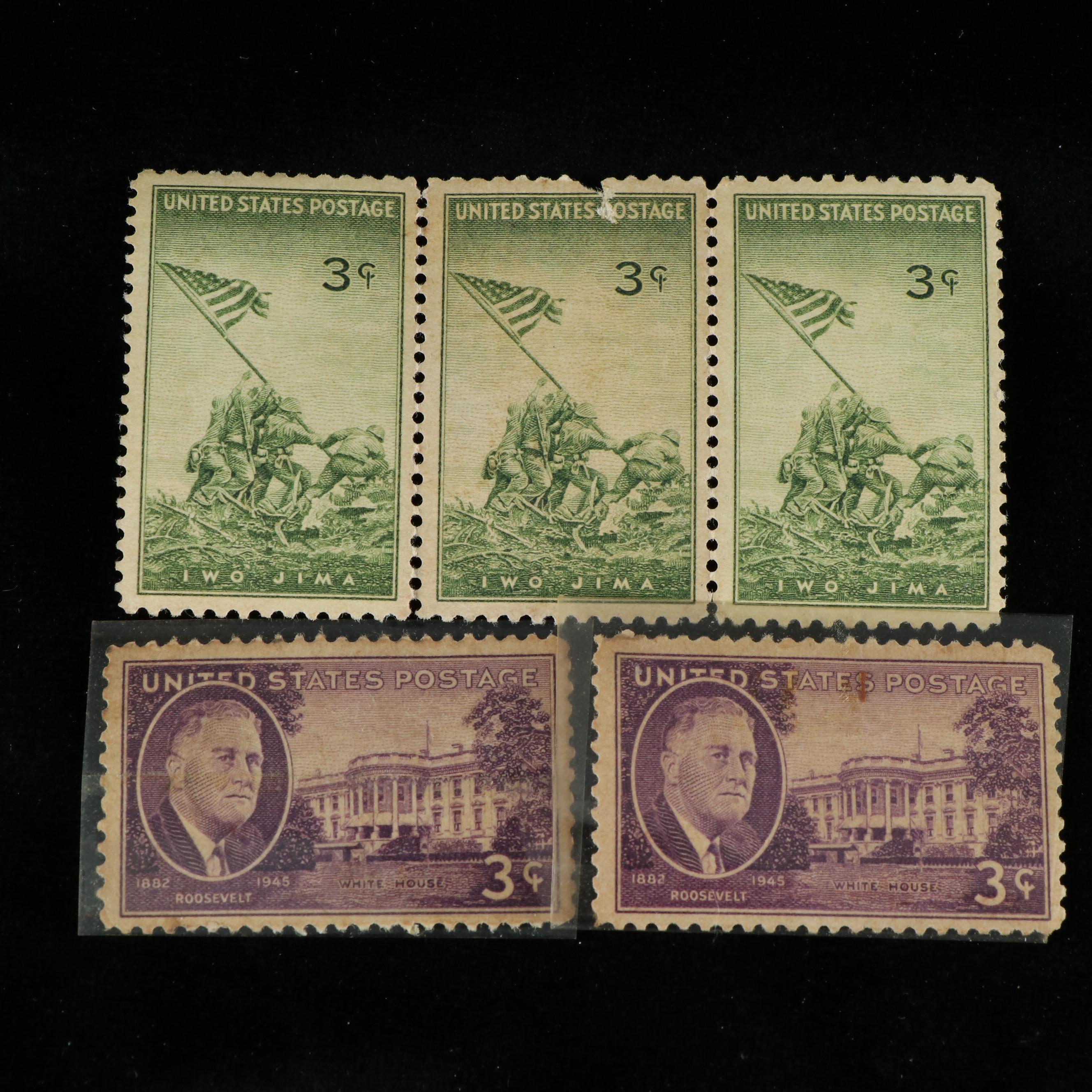 Box of Assorted U.S. Postage Stamps and Supplies