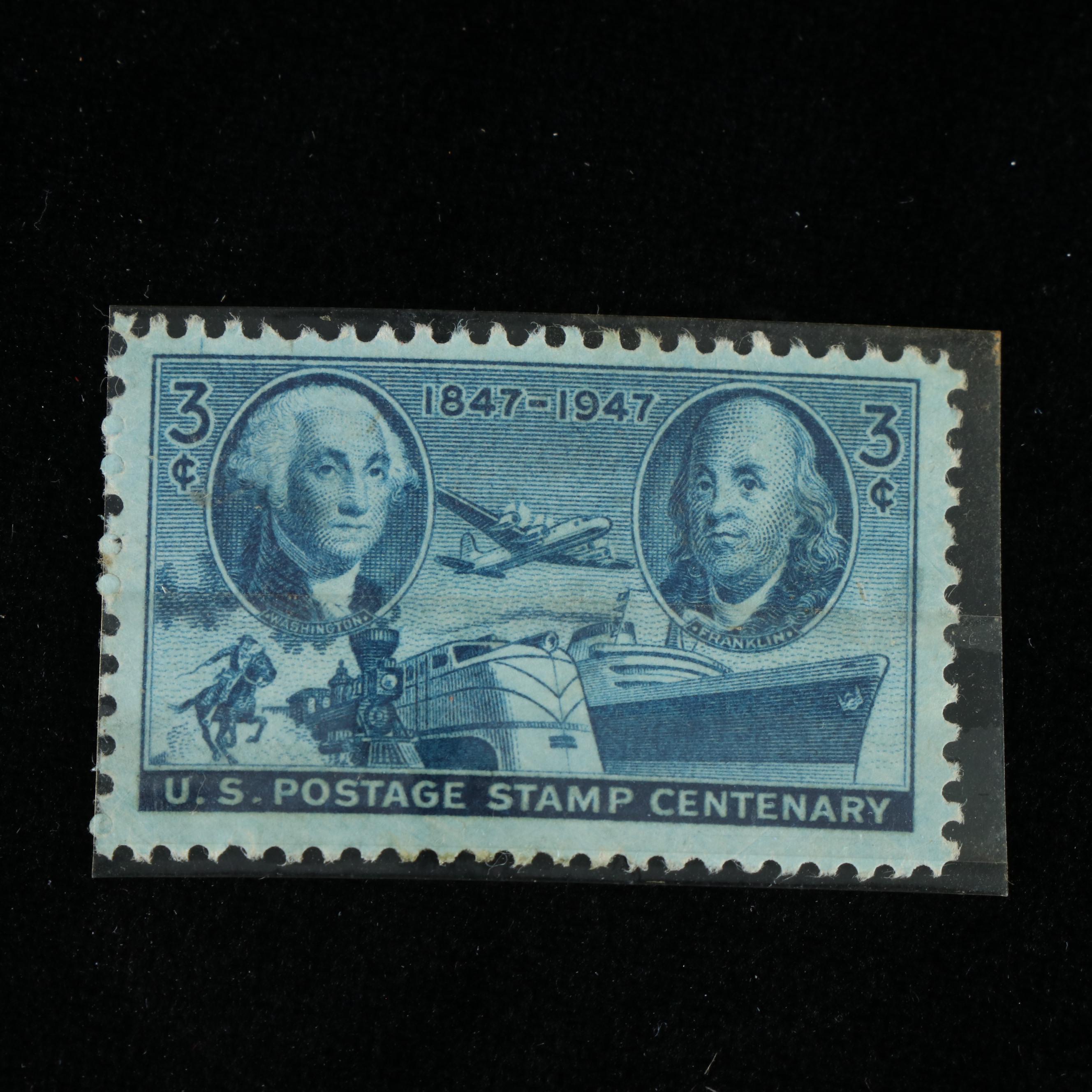 Box of Assorted U.S. Postage Stamps and Supplies