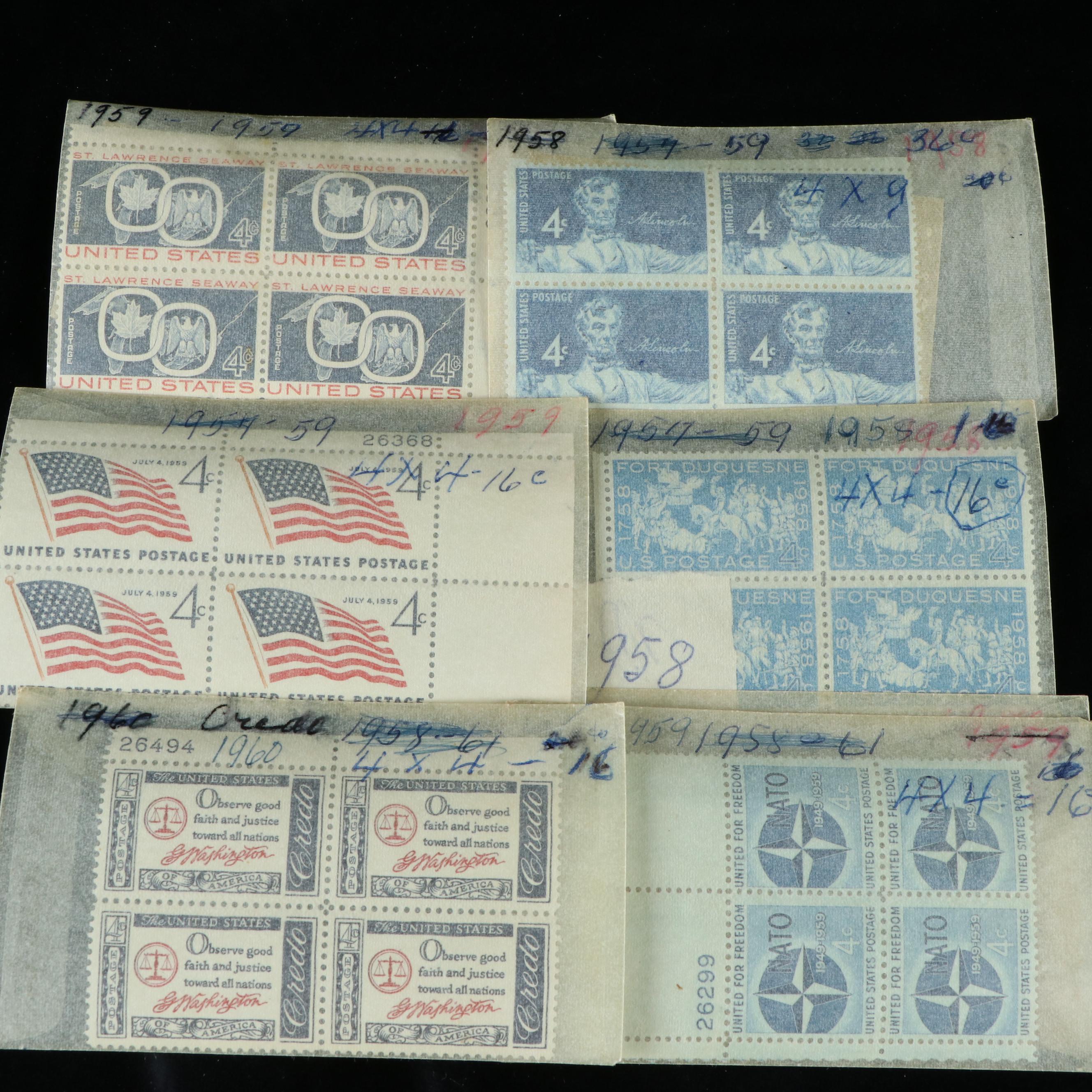 Box of Assorted U.S. Postage Stamps and Supplies