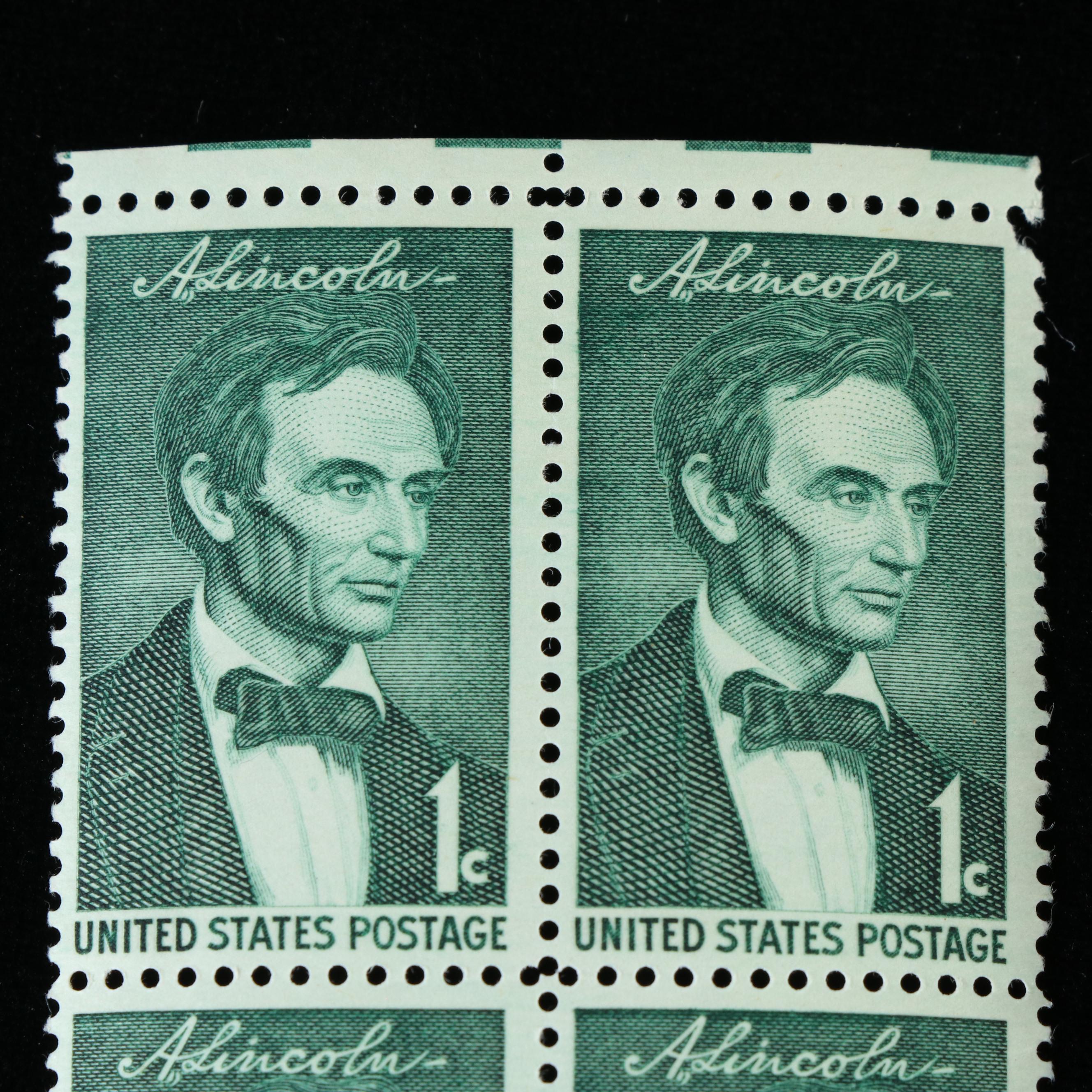 Box of Assorted U.S. Postage Stamps and Supplies