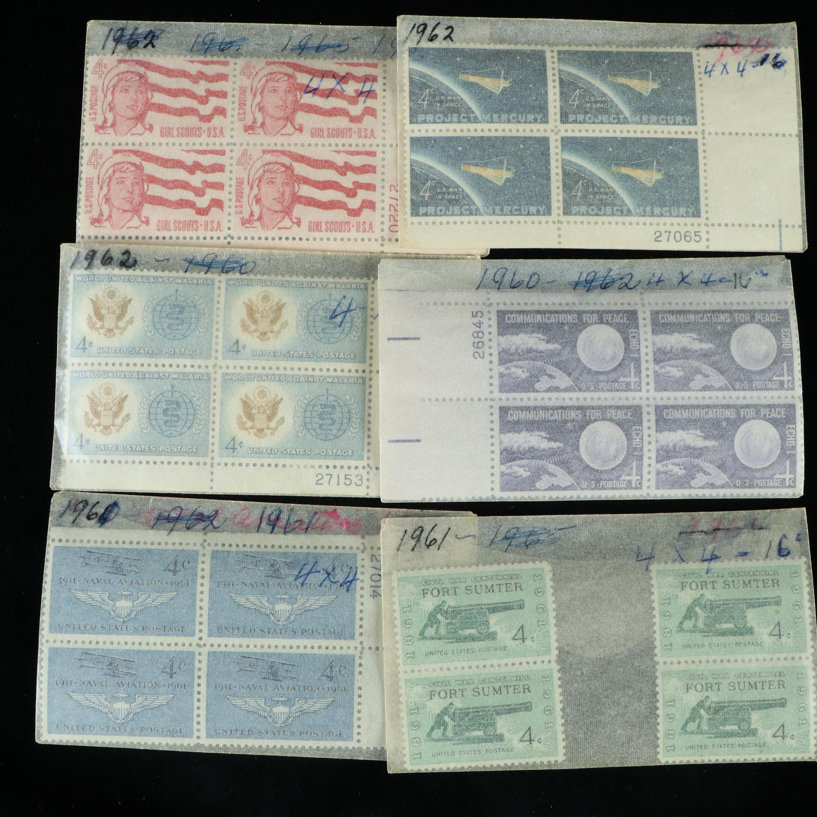 Box of Assorted U.S. Postage Stamps and Supplies