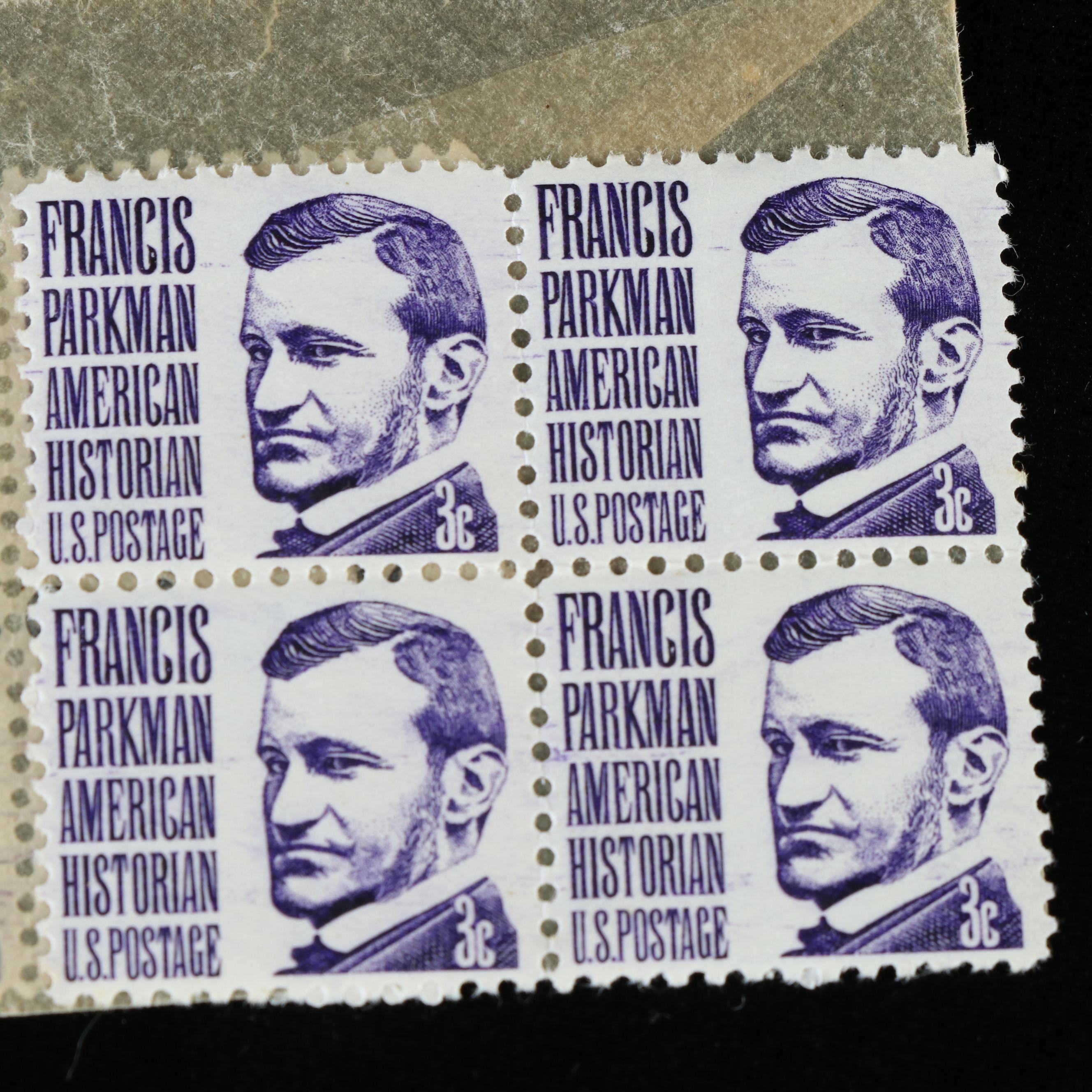 Box of Assorted U.S. Postage Stamps and Supplies