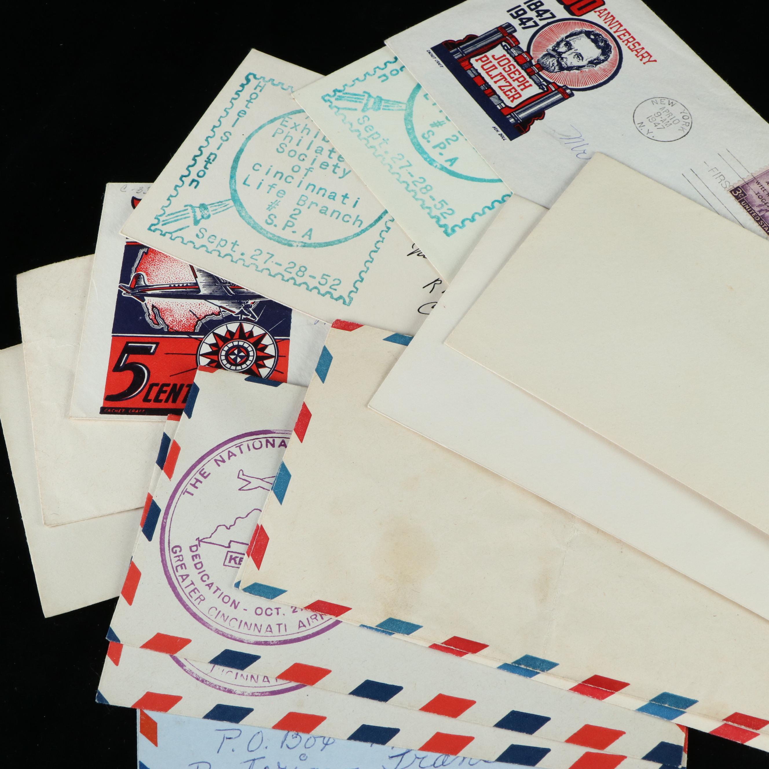 Box of Assorted U.S. Postage Stamps and Supplies