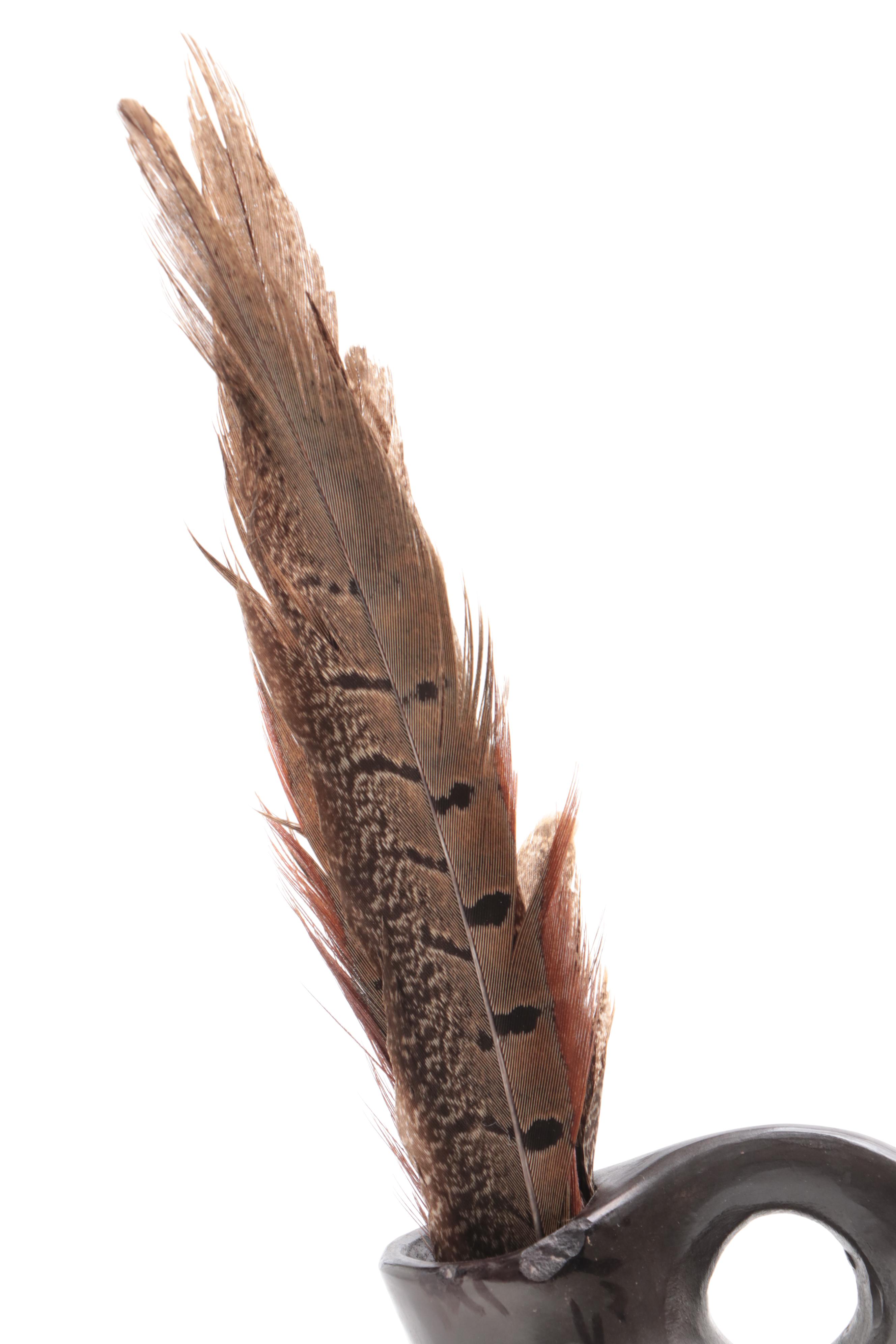 Bigmeat Cherokee Pottery  Wedding Vases and Bowl with Feathers