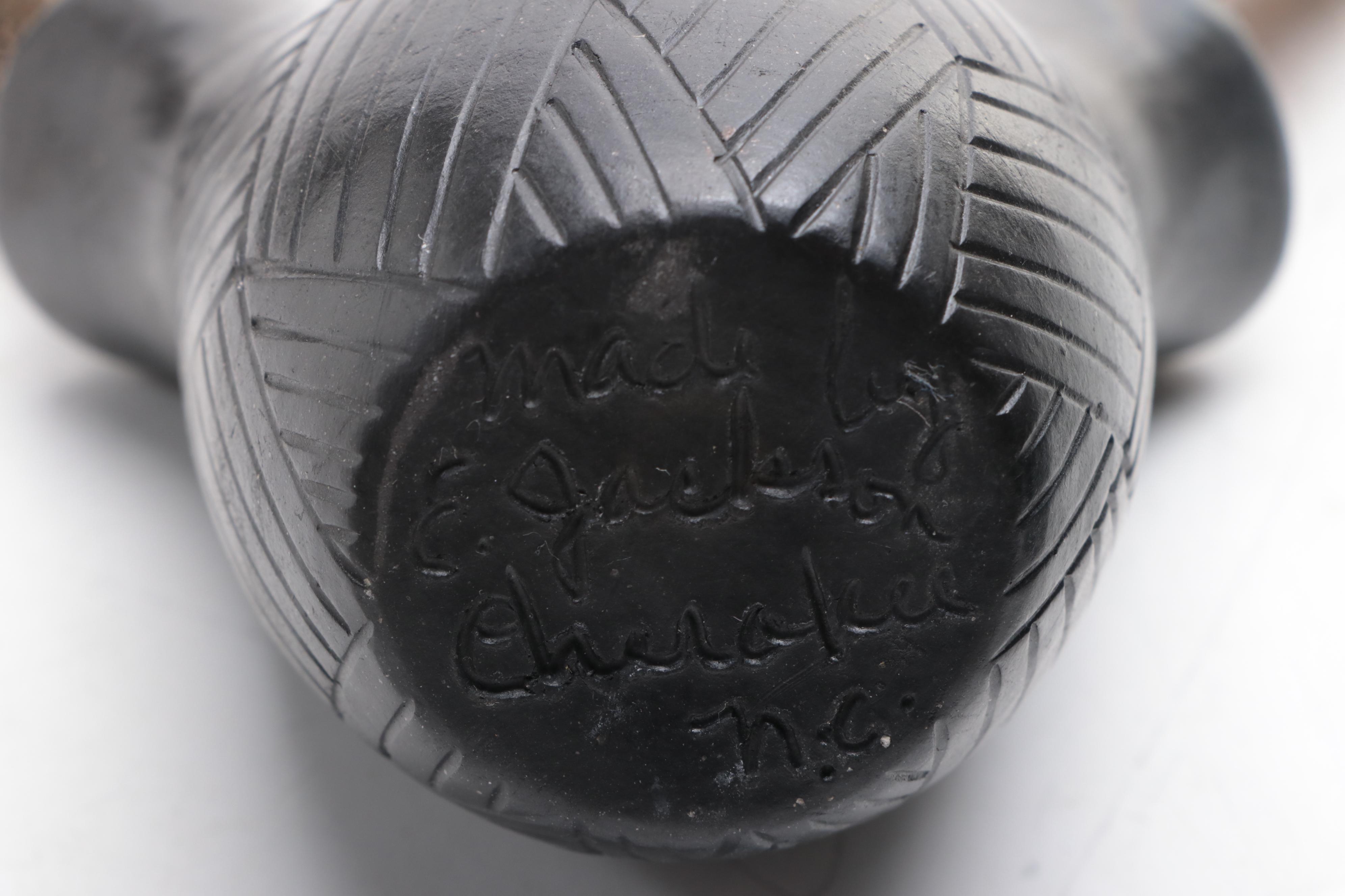 Bigmeat Cherokee Pottery  Wedding Vases and Bowl with Feathers