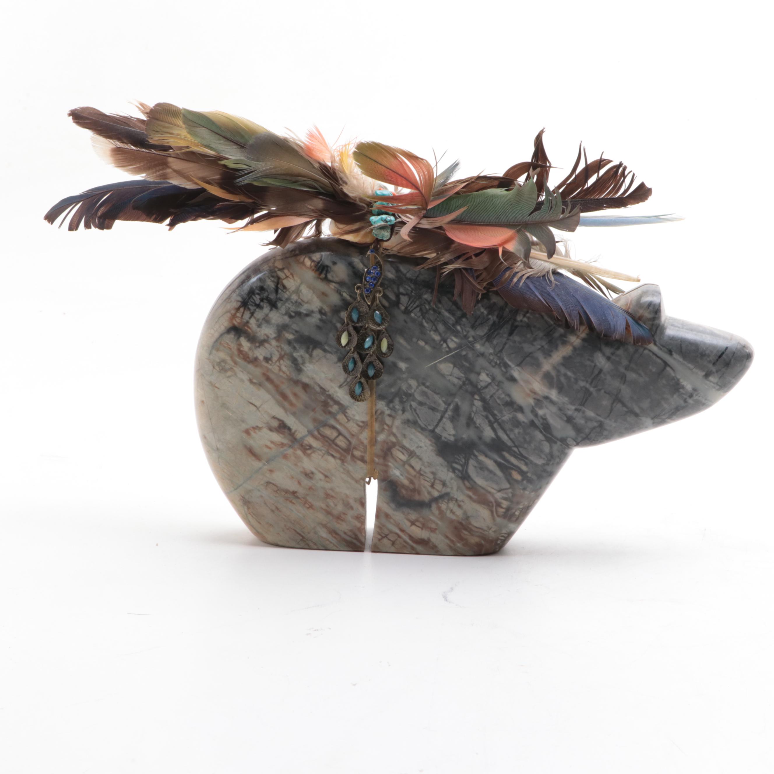 Carved Medicine Bears and Smooth Inlay Paperweight