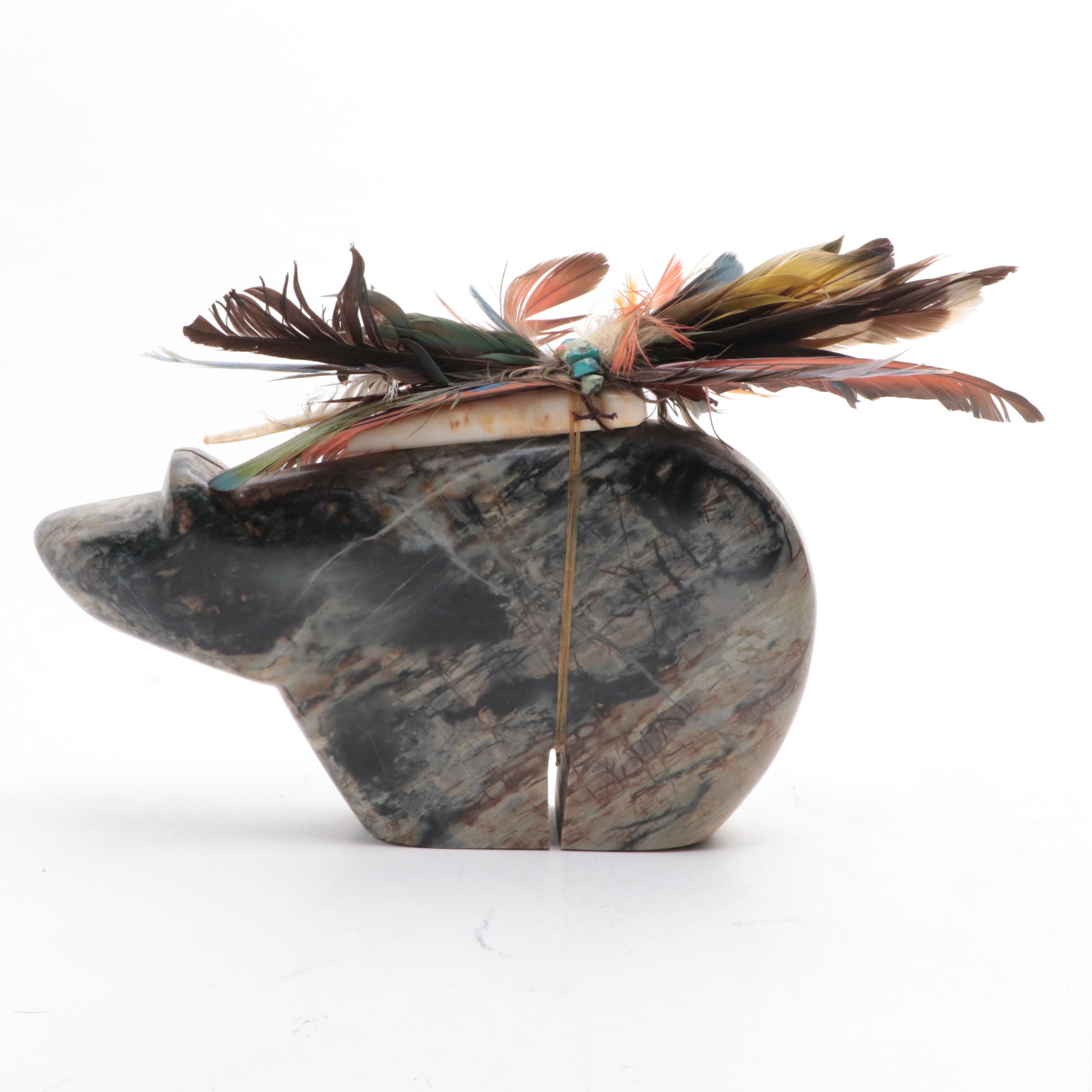 Carved Medicine Bears and Smooth Inlay Paperweight