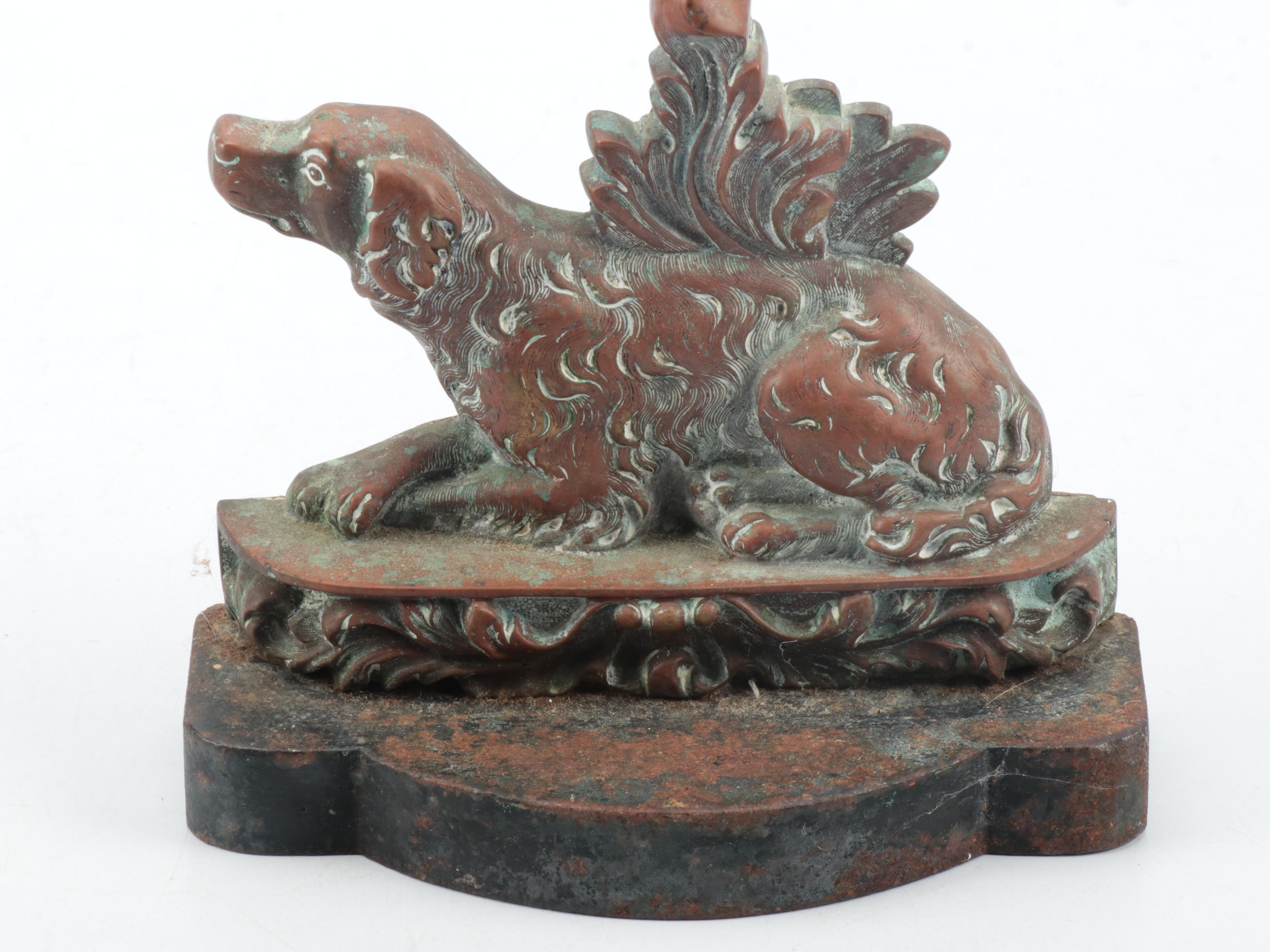 English Cast Metal Long Handled Door Stop, 19th Century