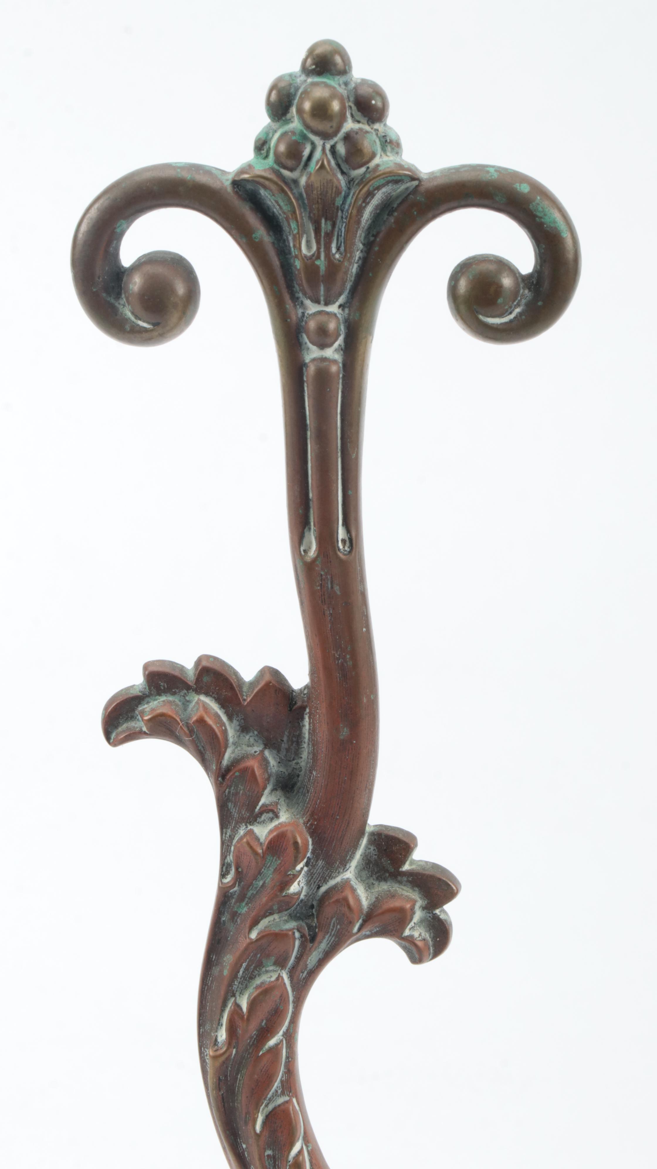 English Cast Metal Long Handled Door Stop, 19th Century