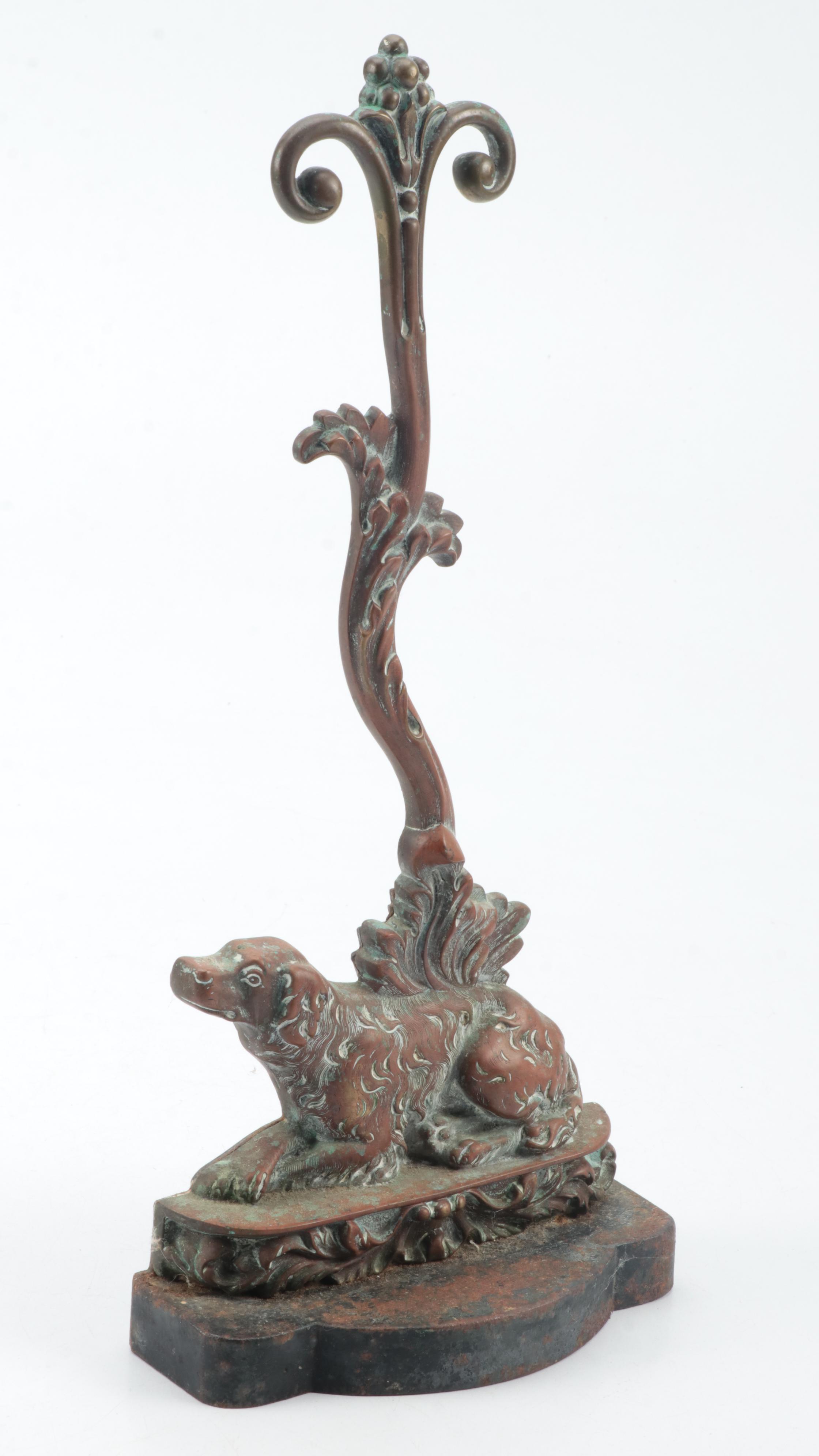 English Cast Metal Long Handled Door Stop, 19th Century