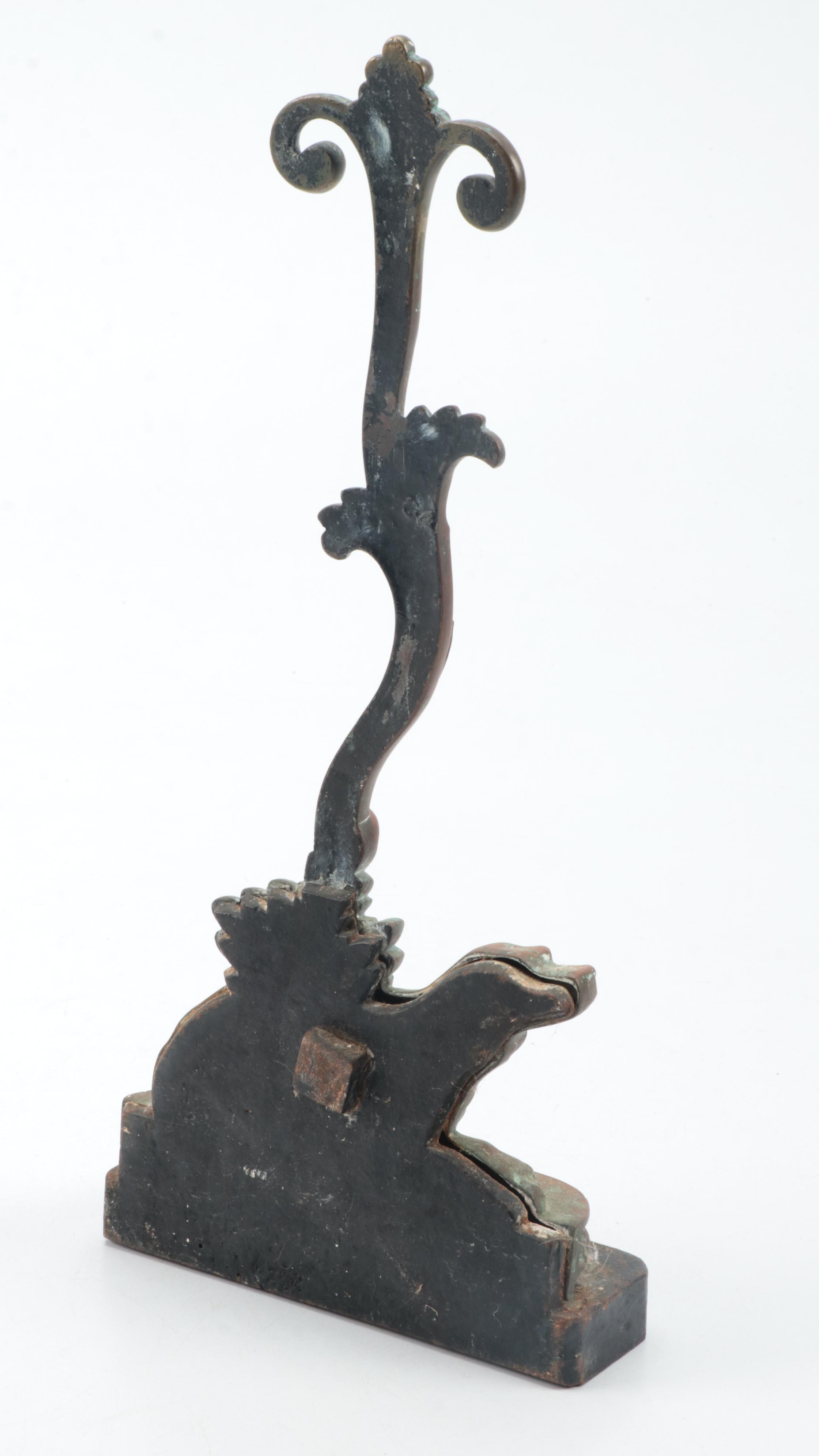 English Cast Metal Long Handled Door Stop, 19th Century
