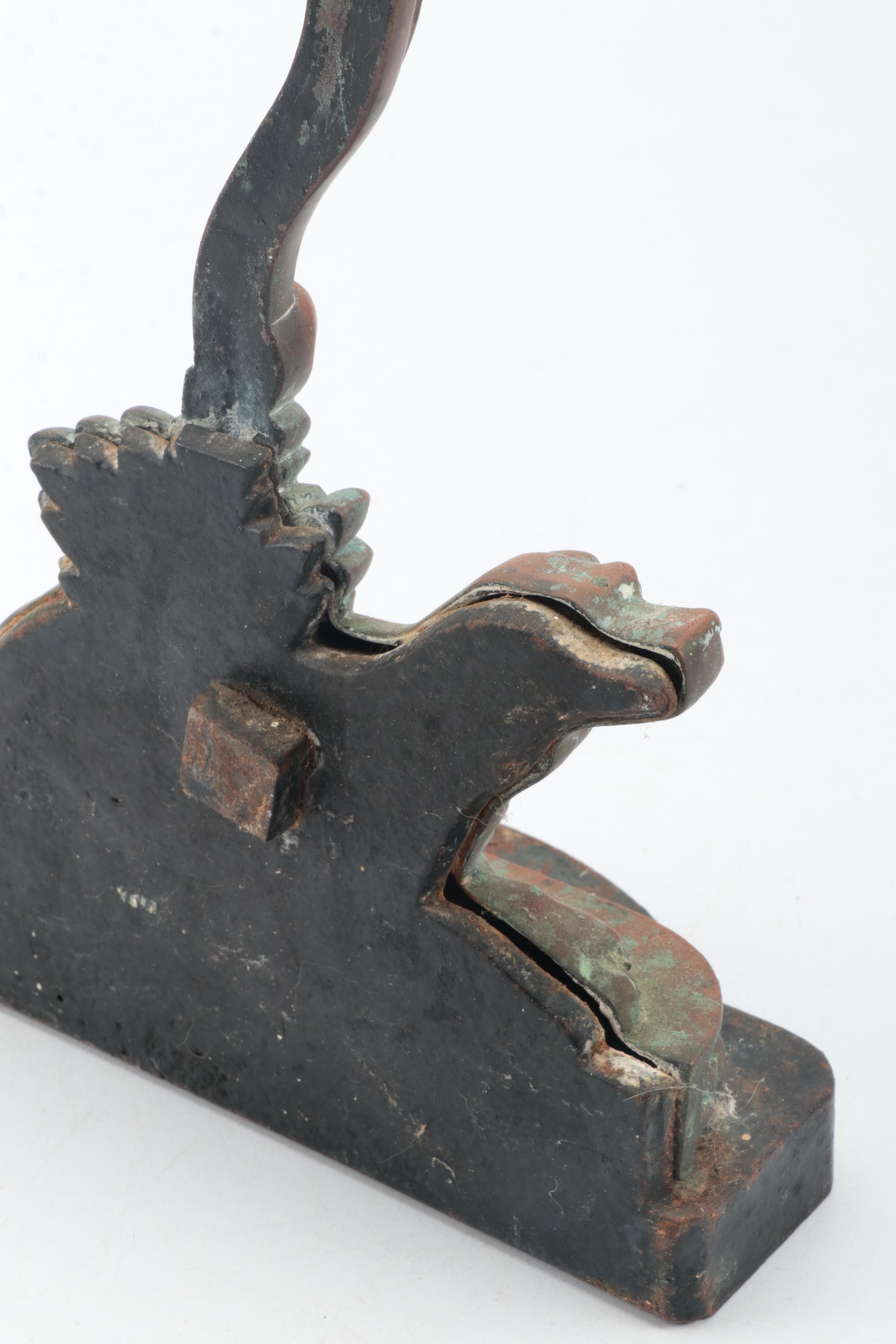 English Cast Metal Long Handled Door Stop, 19th Century