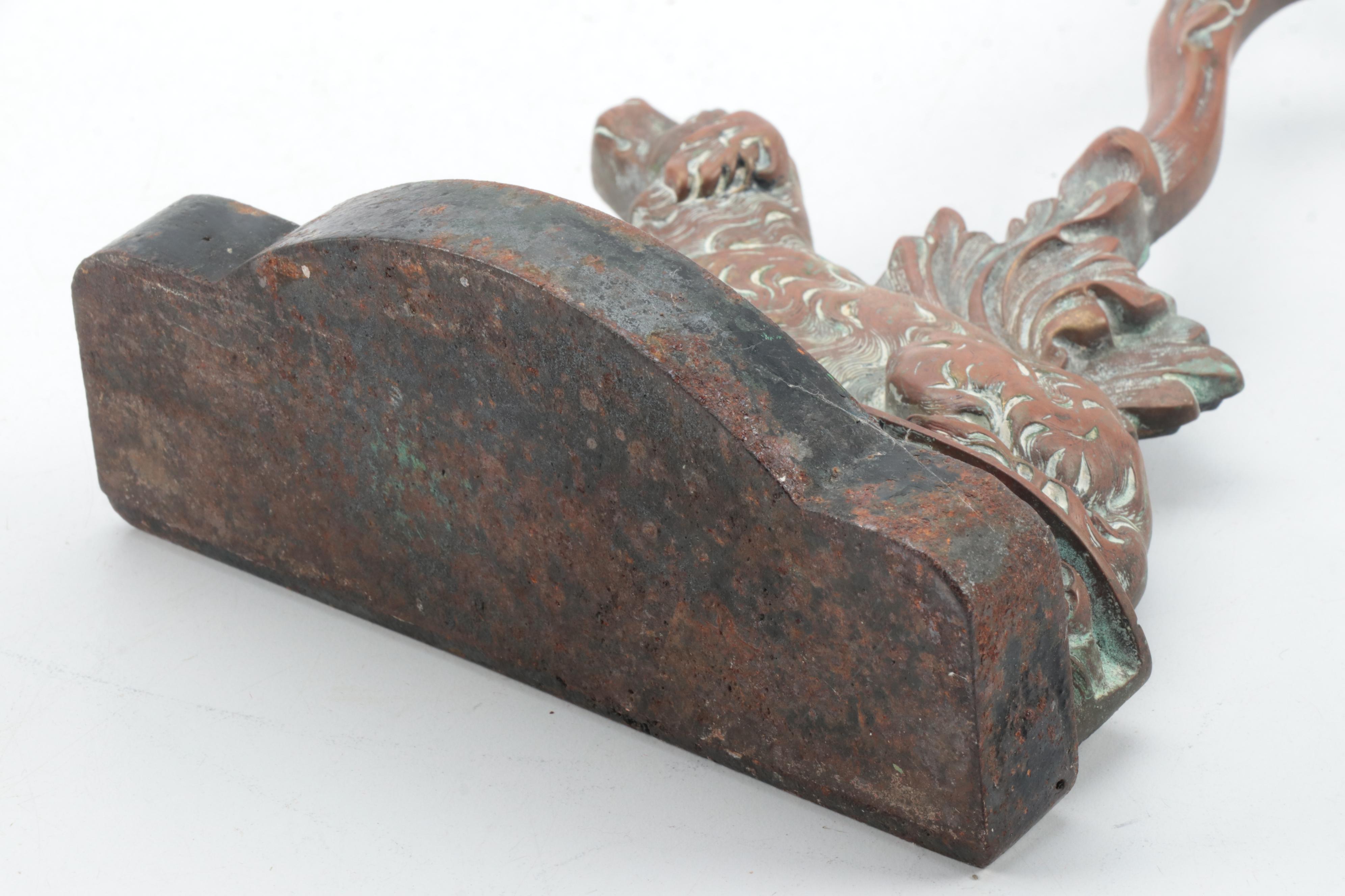 English Cast Metal Long Handled Door Stop, 19th Century