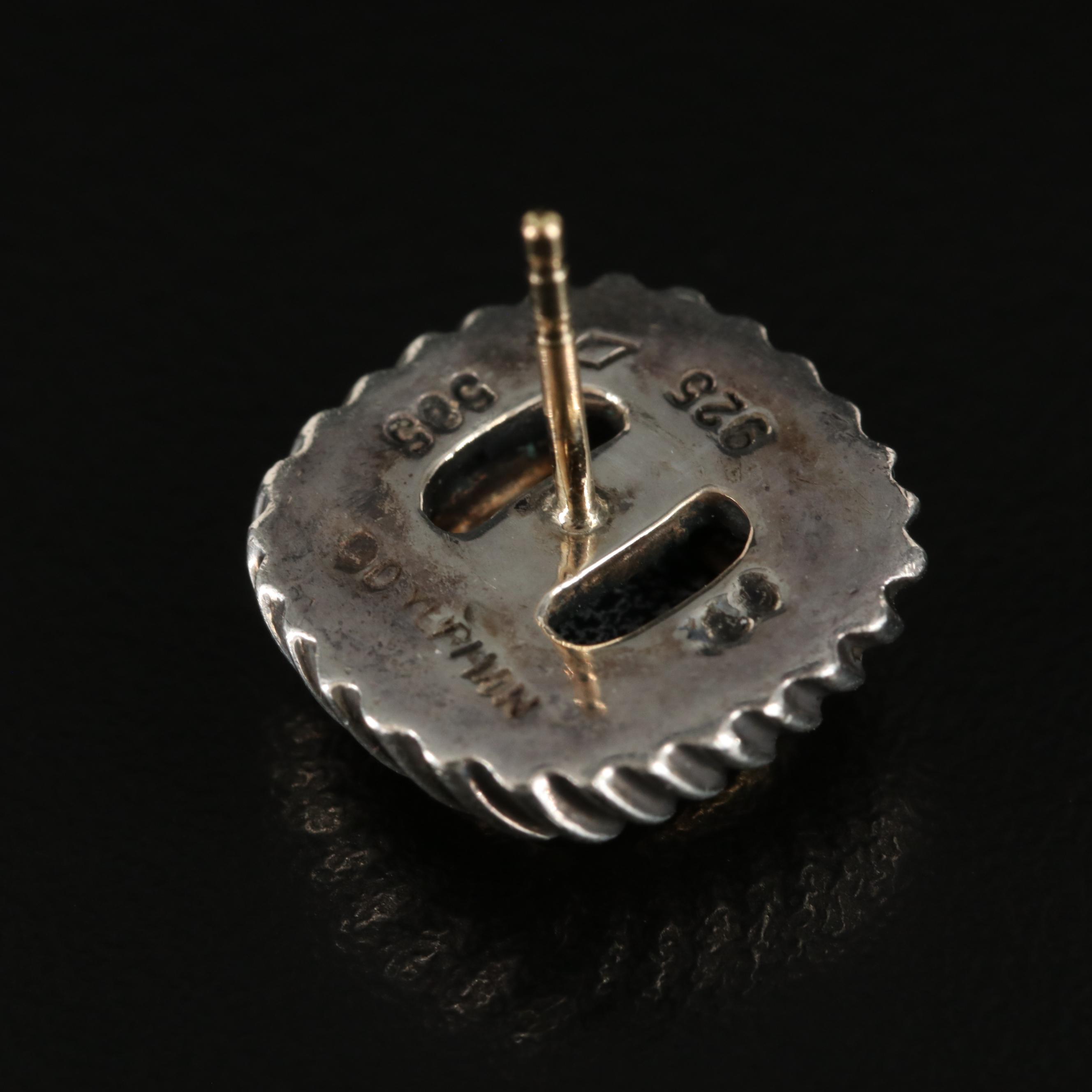 David Yurman "Albion" Sterling and Black Onyx Earrings with 14K Accents