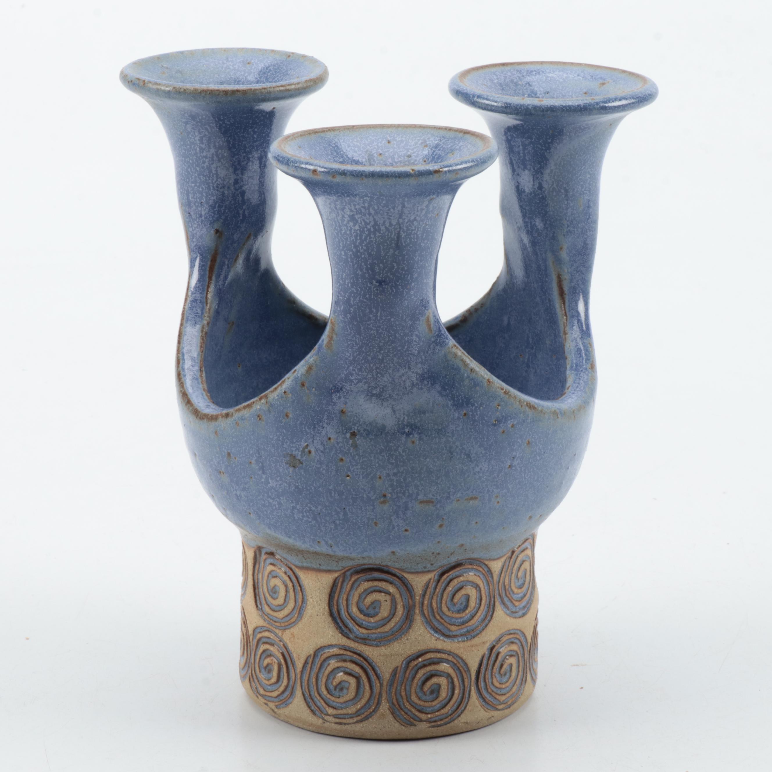 Puerto Rican Art Pottery Candelabra Vase