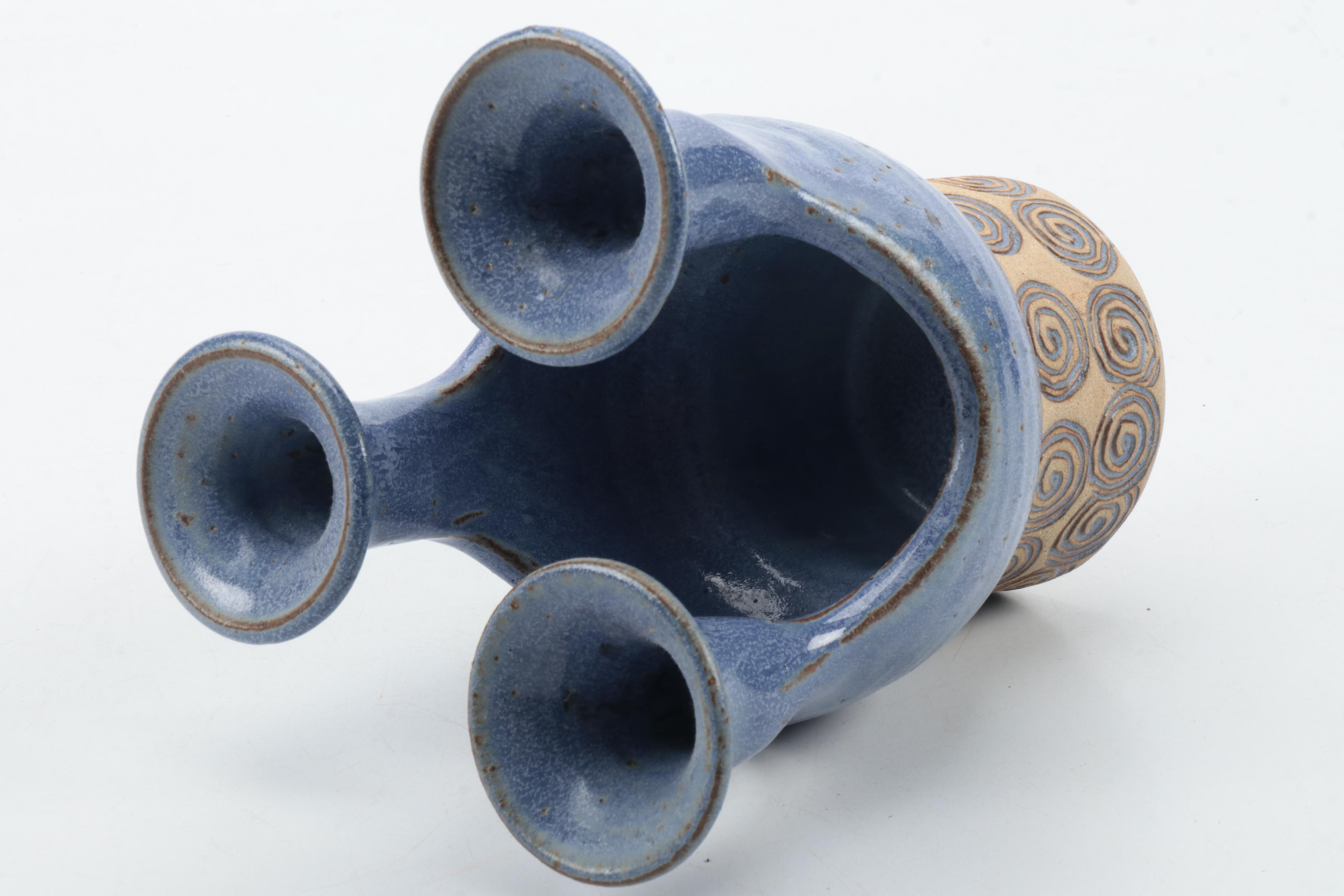 Puerto Rican Art Pottery Candelabra Vase