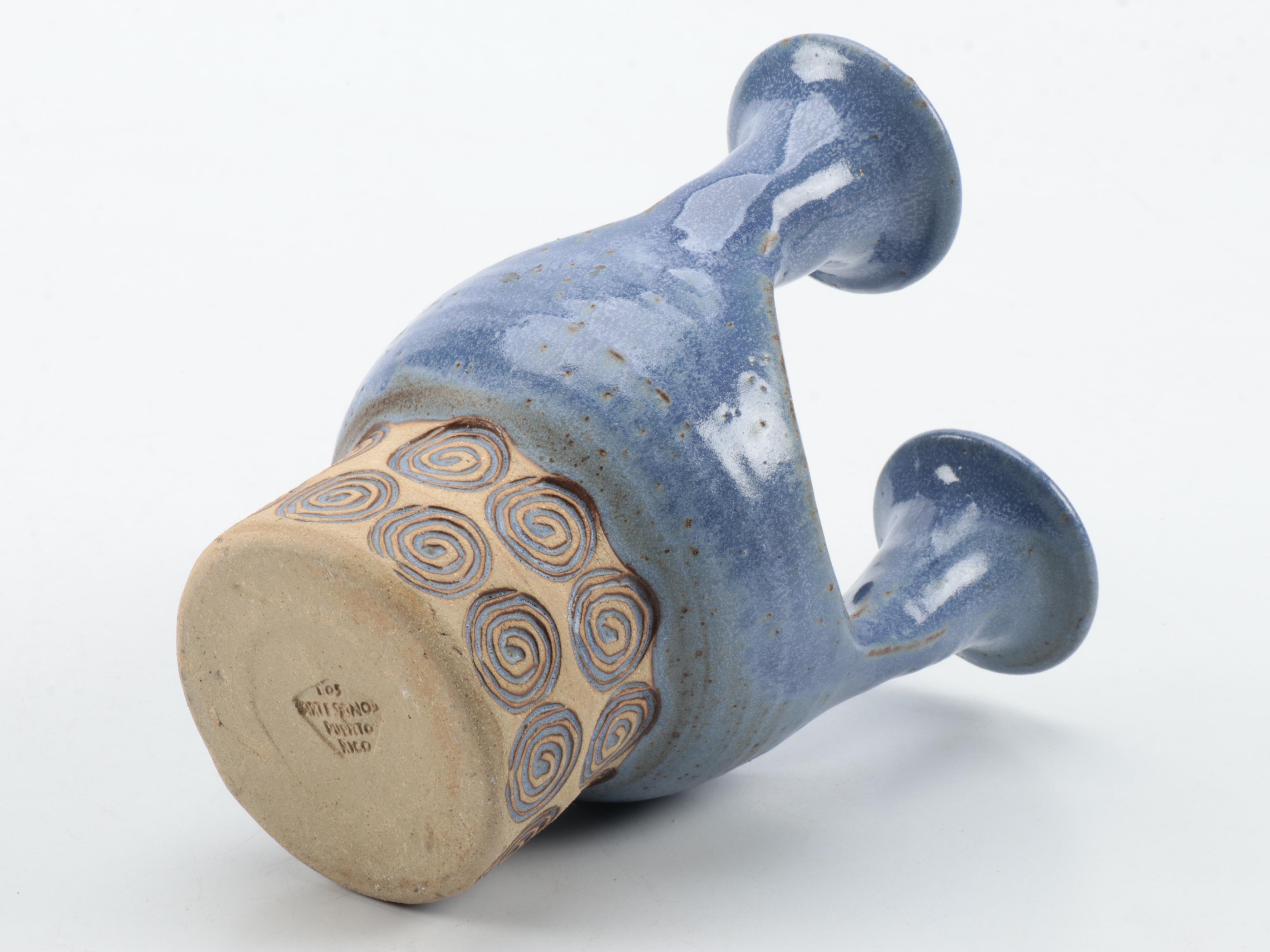 Puerto Rican Art Pottery Candelabra Vase